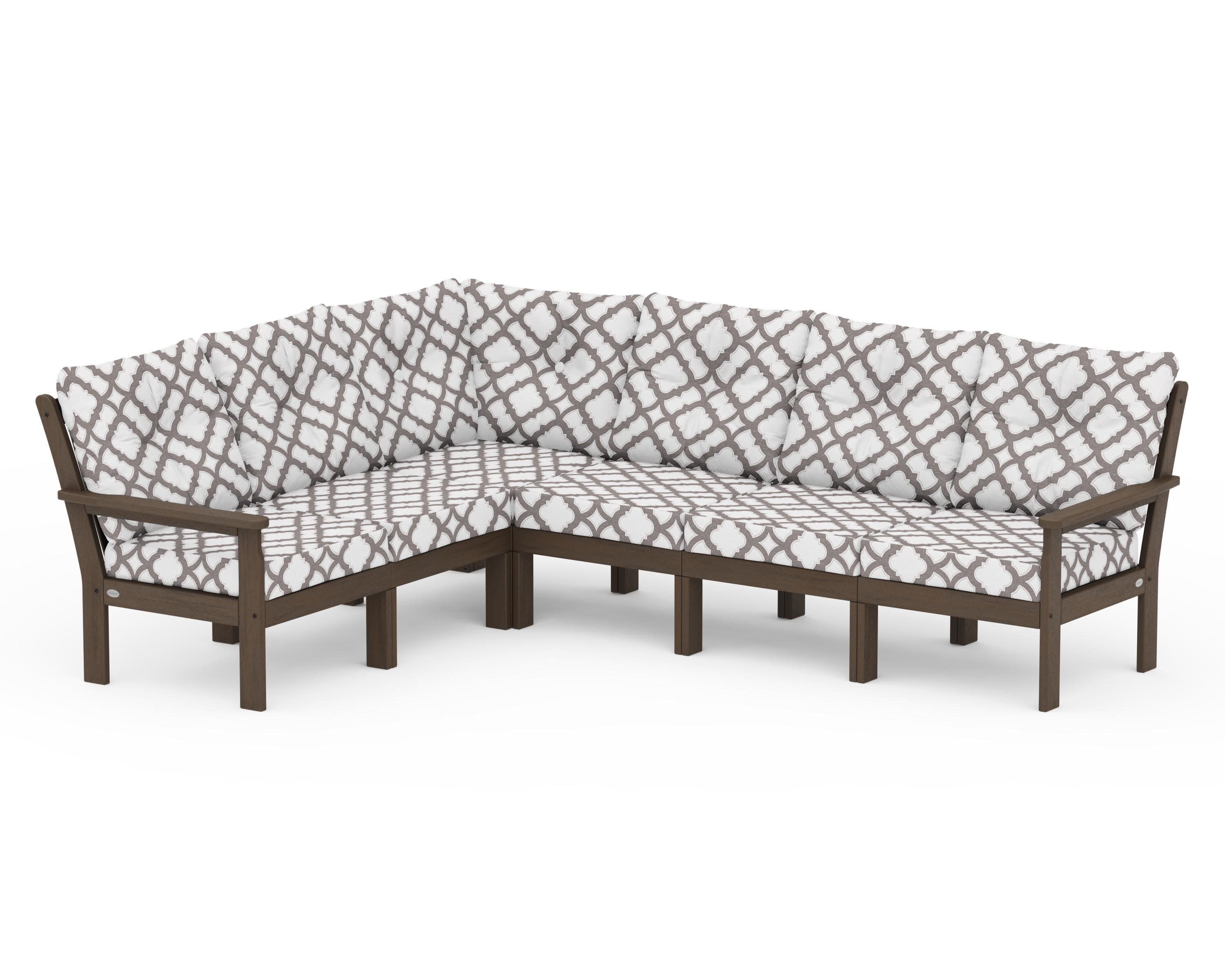 Vineyard 6-Piece Sectional in Kona / Trellis Grey Mist