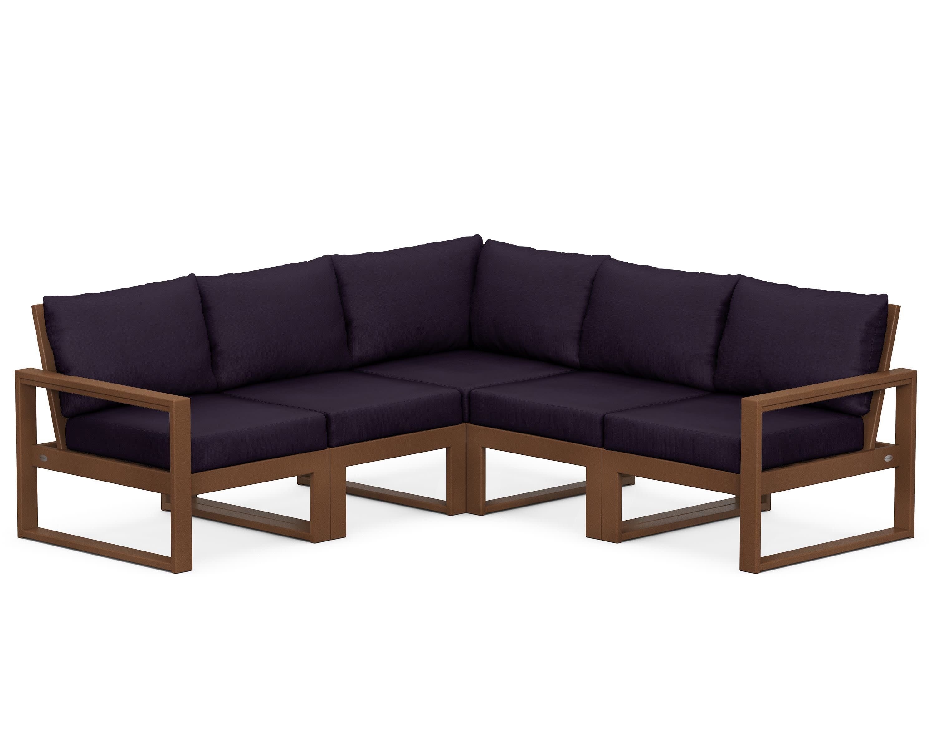 EDGE 5-Piece Modular Deep Seating Set in Teak / Navy Linen