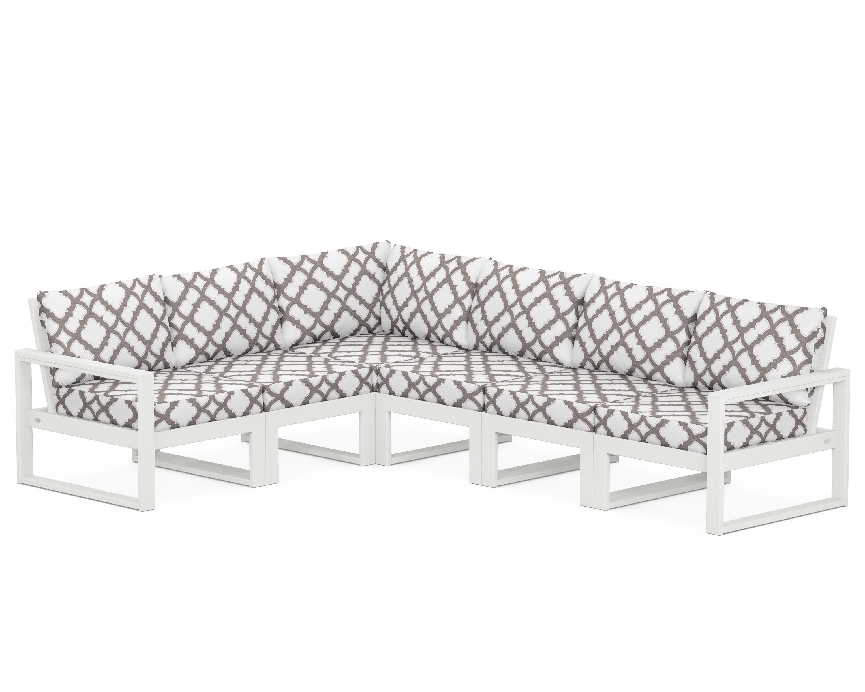 EDGE 6-Piece Modular Deep Seating Set in Vintage White / Trellis Grey Mist