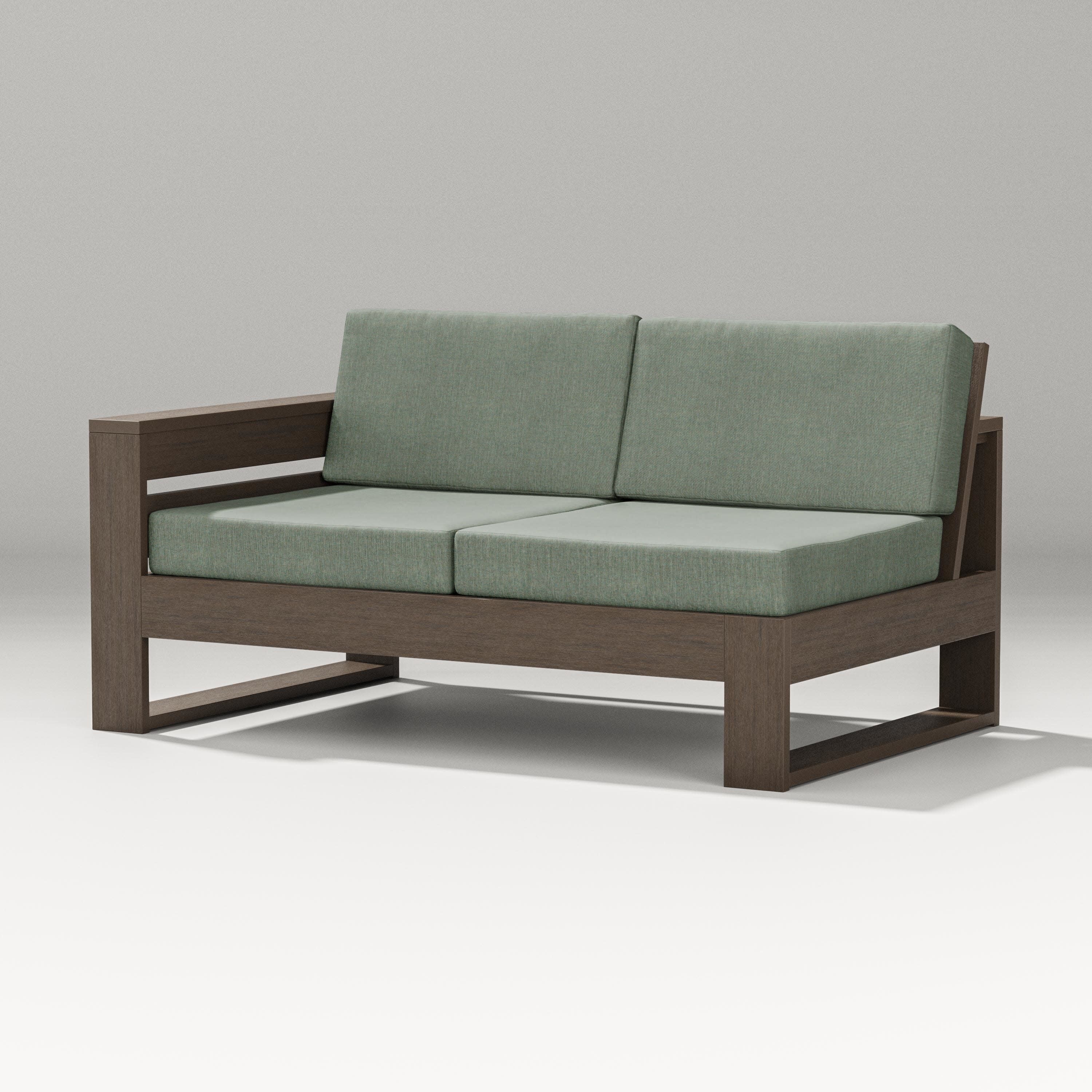 Latitude Modular Left Arm Loveseat in Kona / Cast Sage