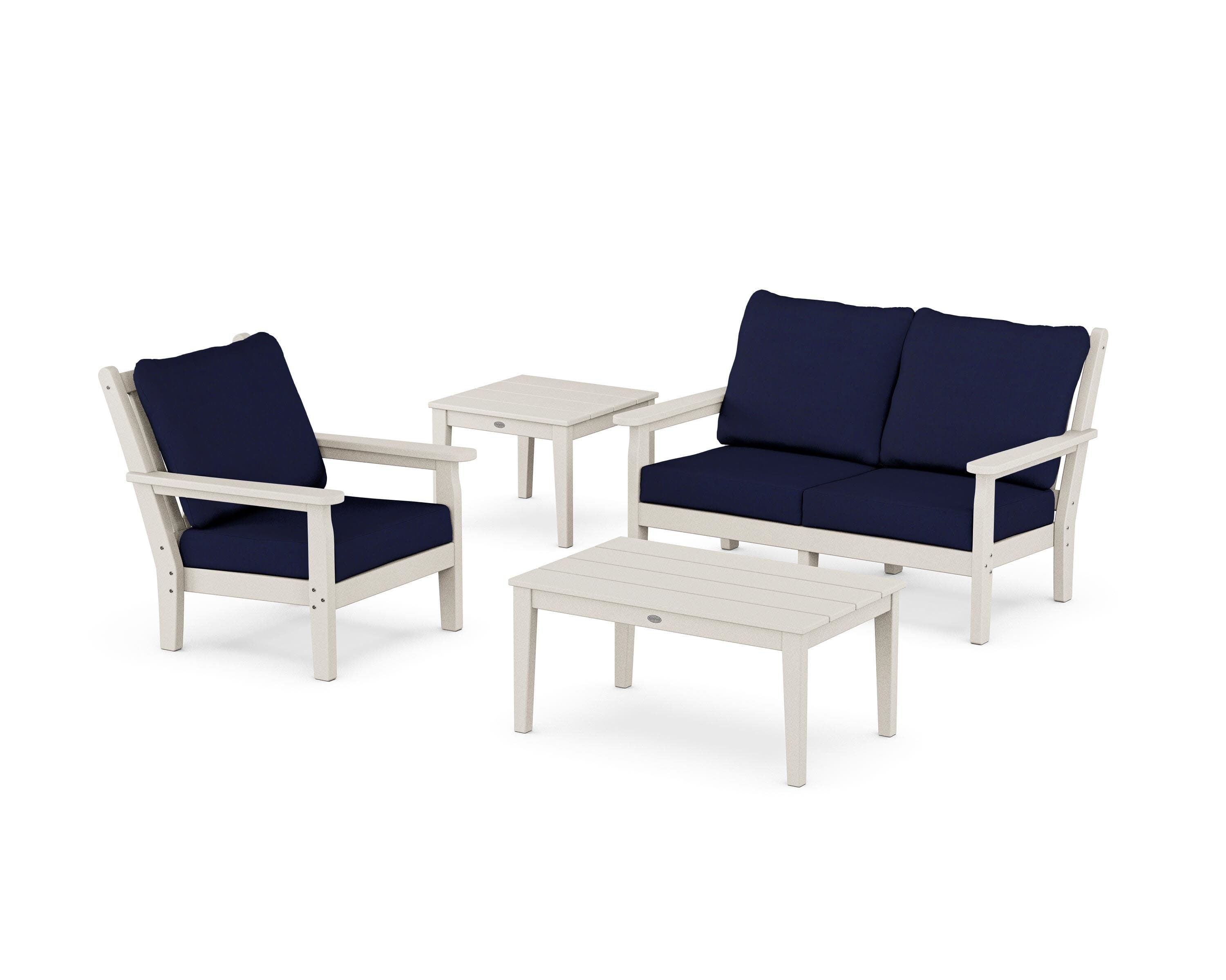 Chippendale 4-Piece Deep Seating Set in Sand / Navy