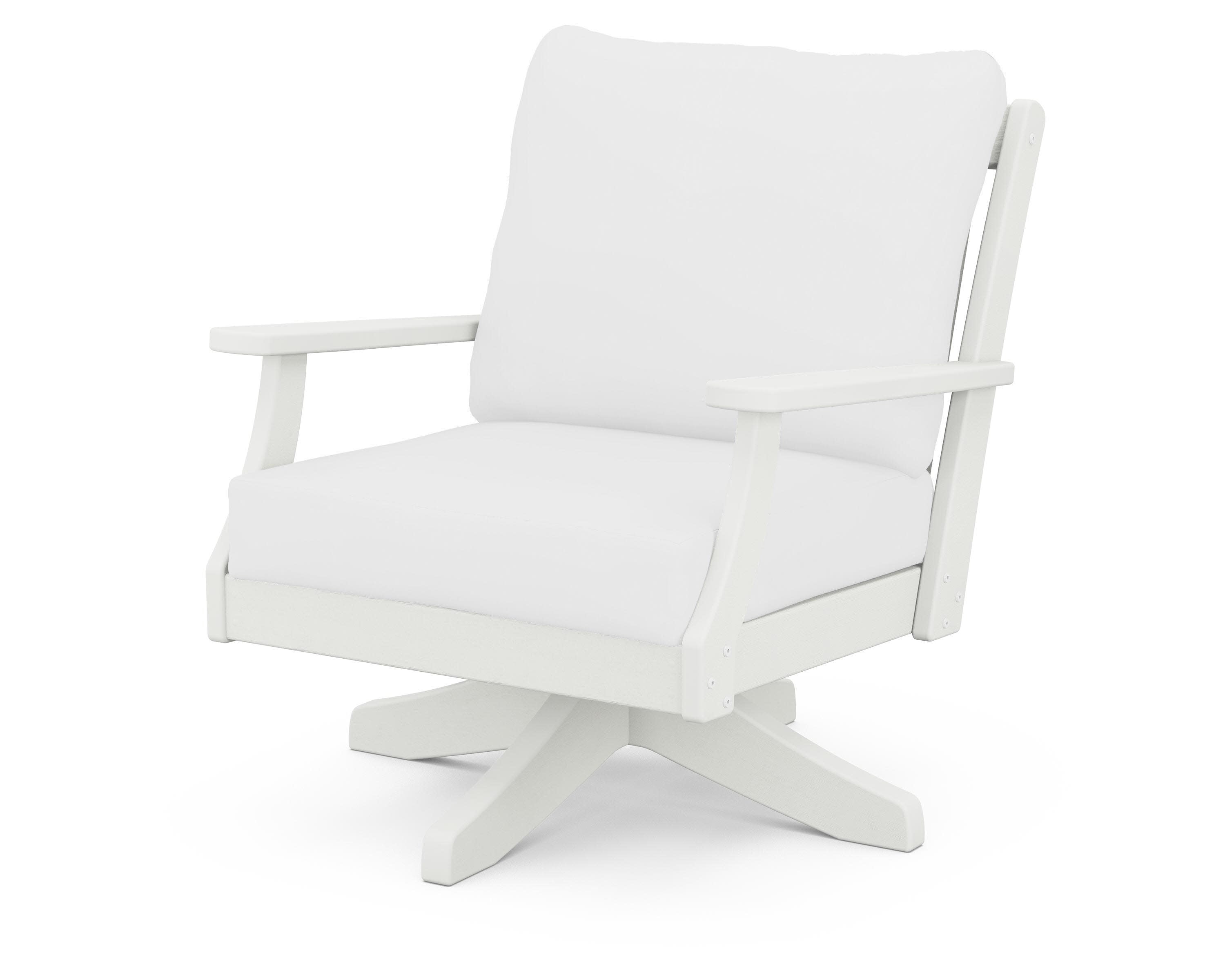 Braxton Deep Seating Swivel Chair in Vintage White / Natural