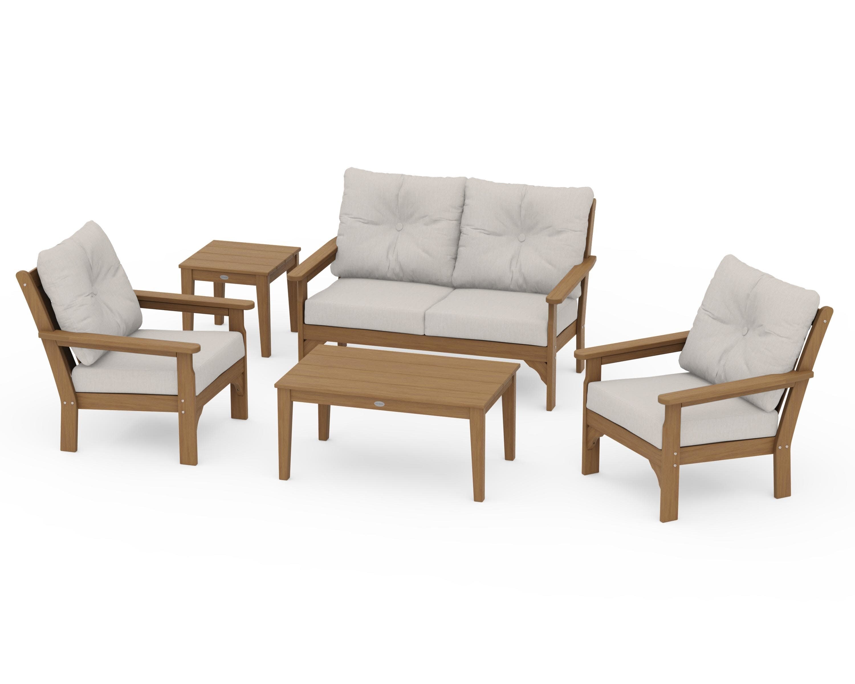 Vineyard 5-Piece Deep Seating Set in Natural / Cast Ash