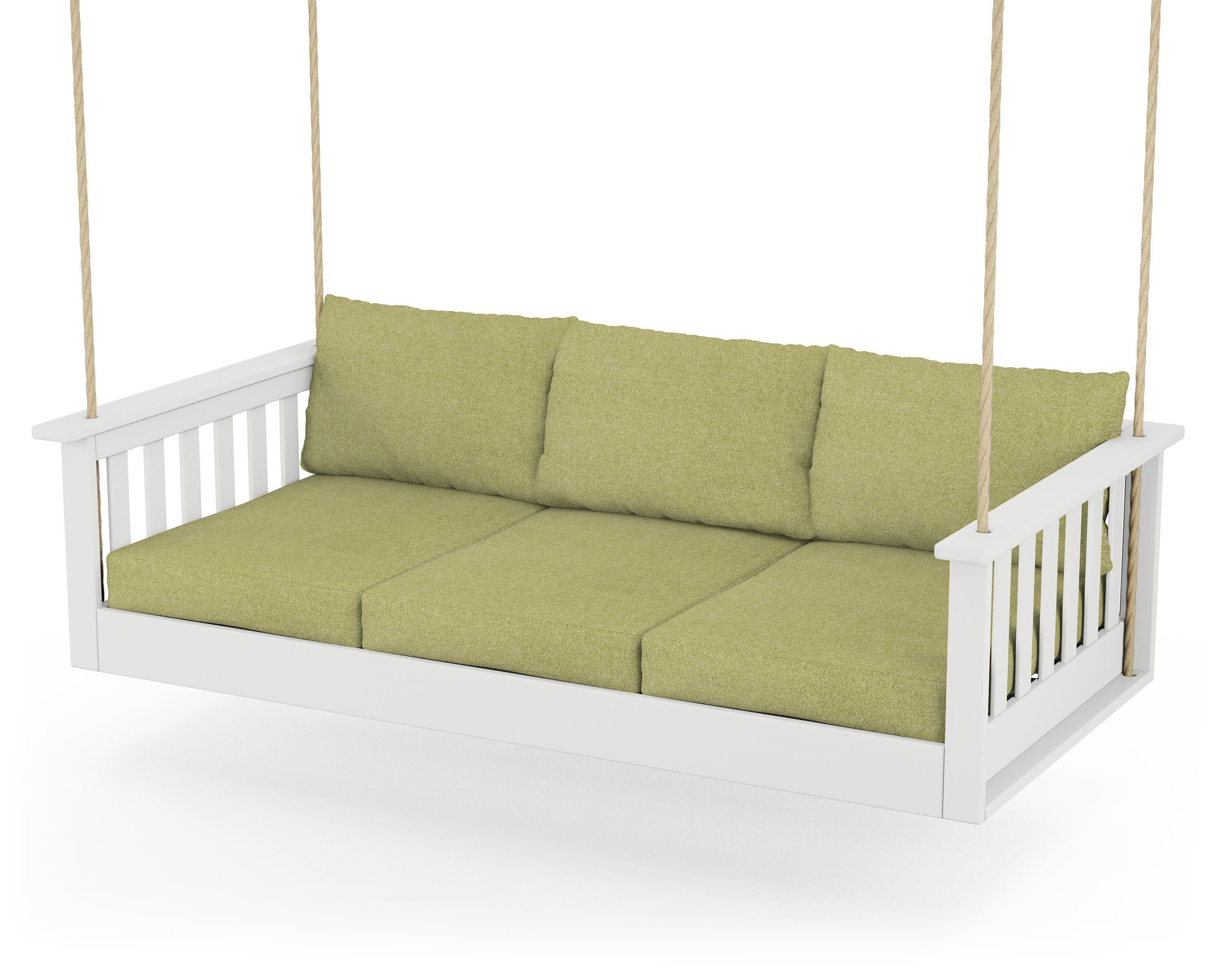 Vineyard Daybed Swing in White / Chartreuse Boucle