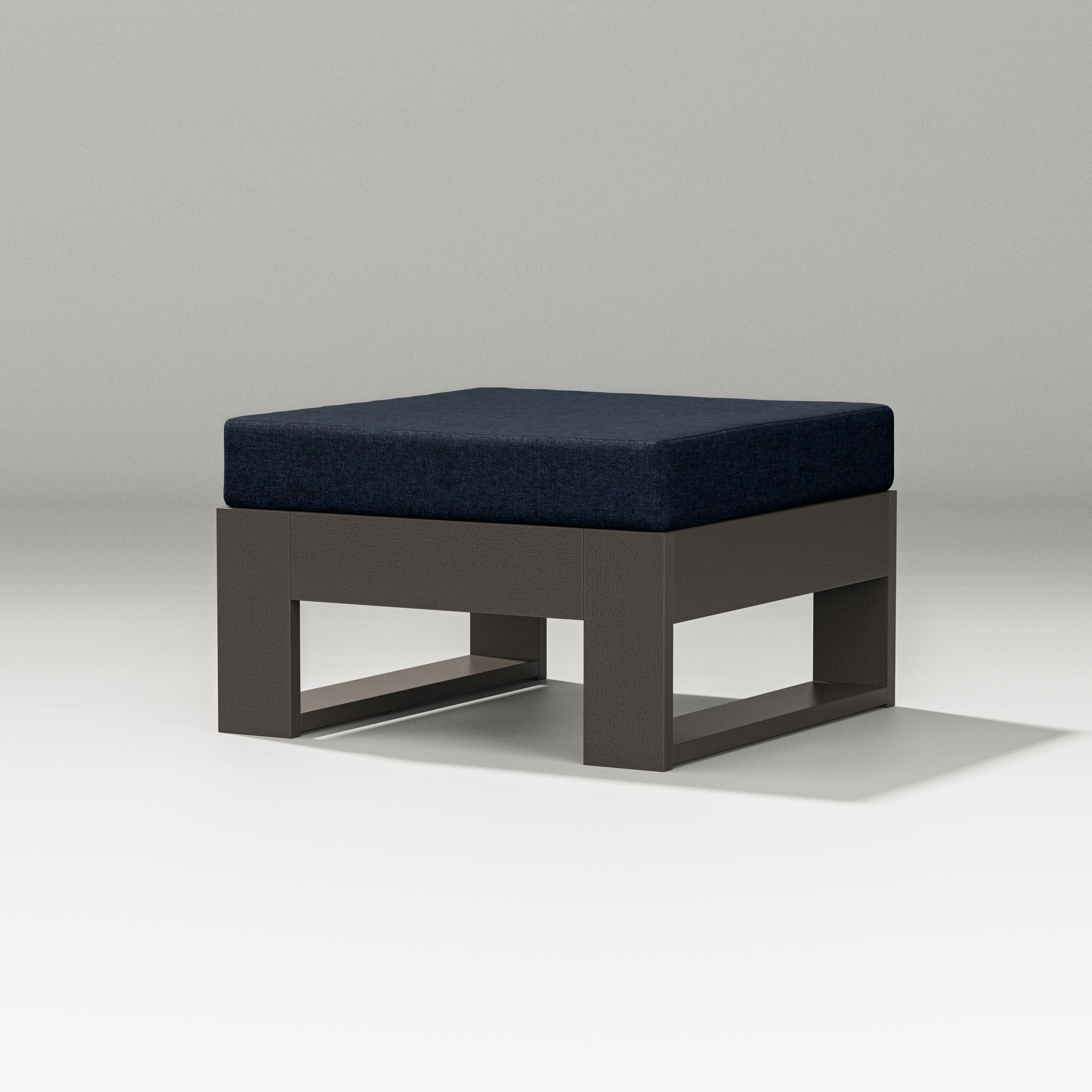 Latitude Lounge Ottoman in Vintage Coffee / Marine Indigo