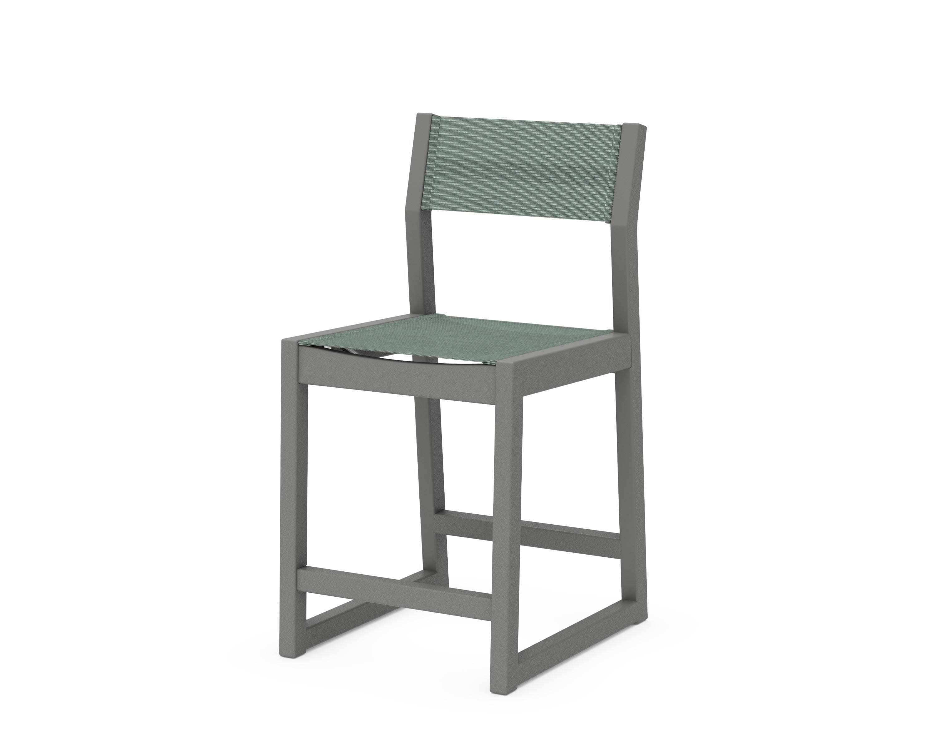 EDGE Sling Counter Side Chair in Slate Grey / Dupioni Sea Mist Sling
