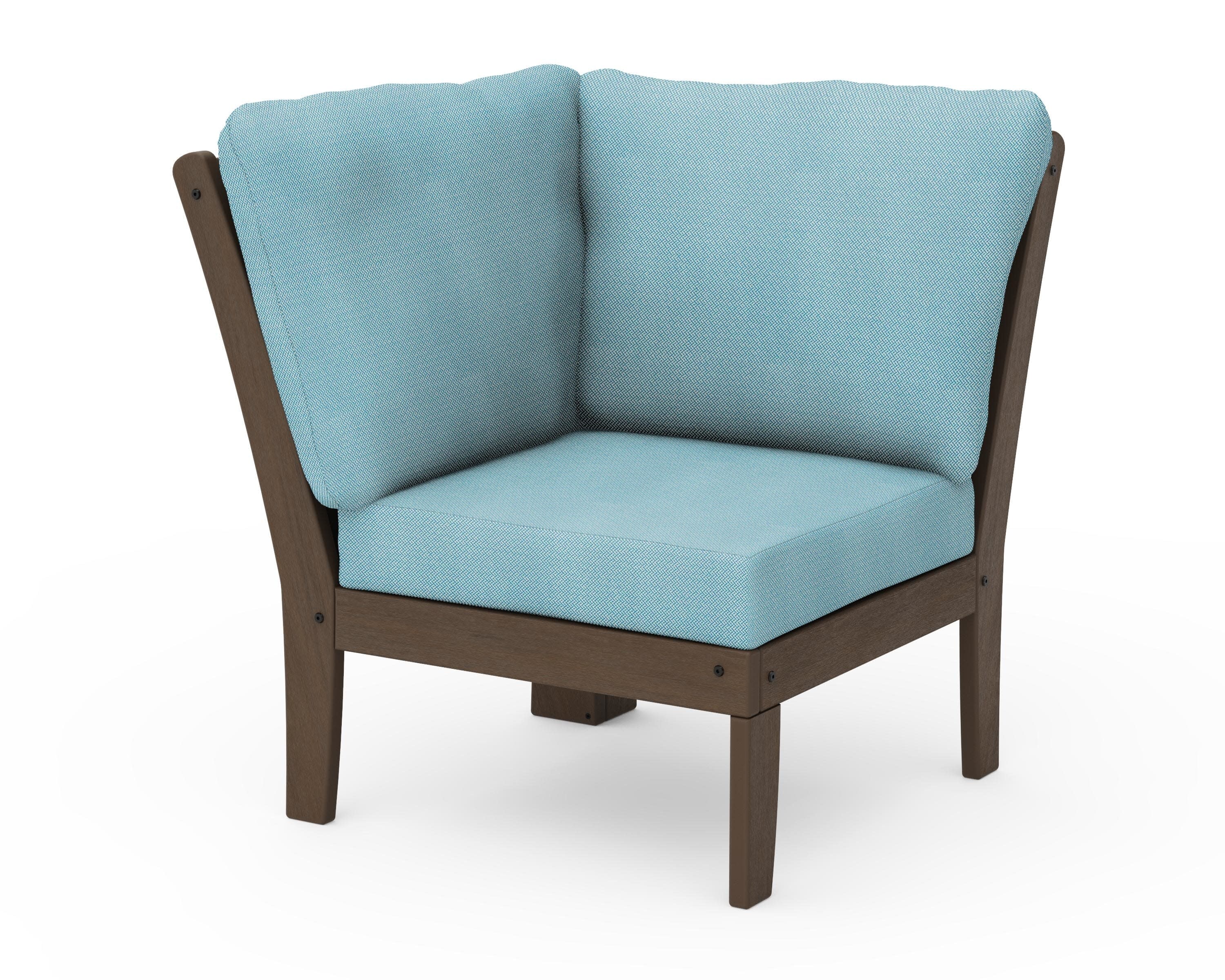Braxton Modular Corner Chair in Kona / Lattice Sky Blue