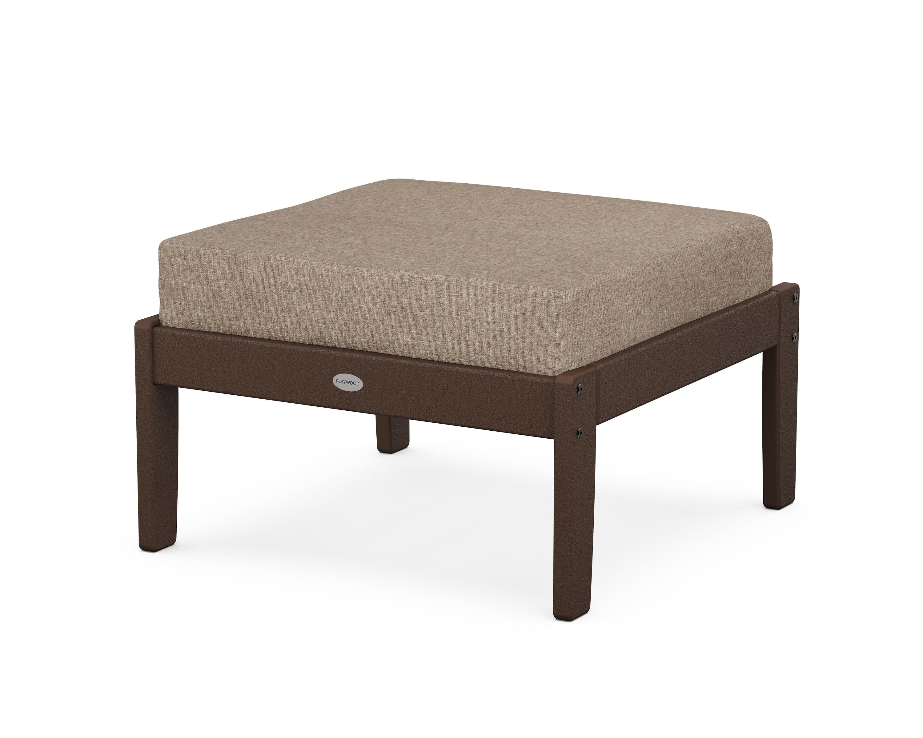 Braxton Deep Seating Ottoman in Mahogany / Spiced Burlap