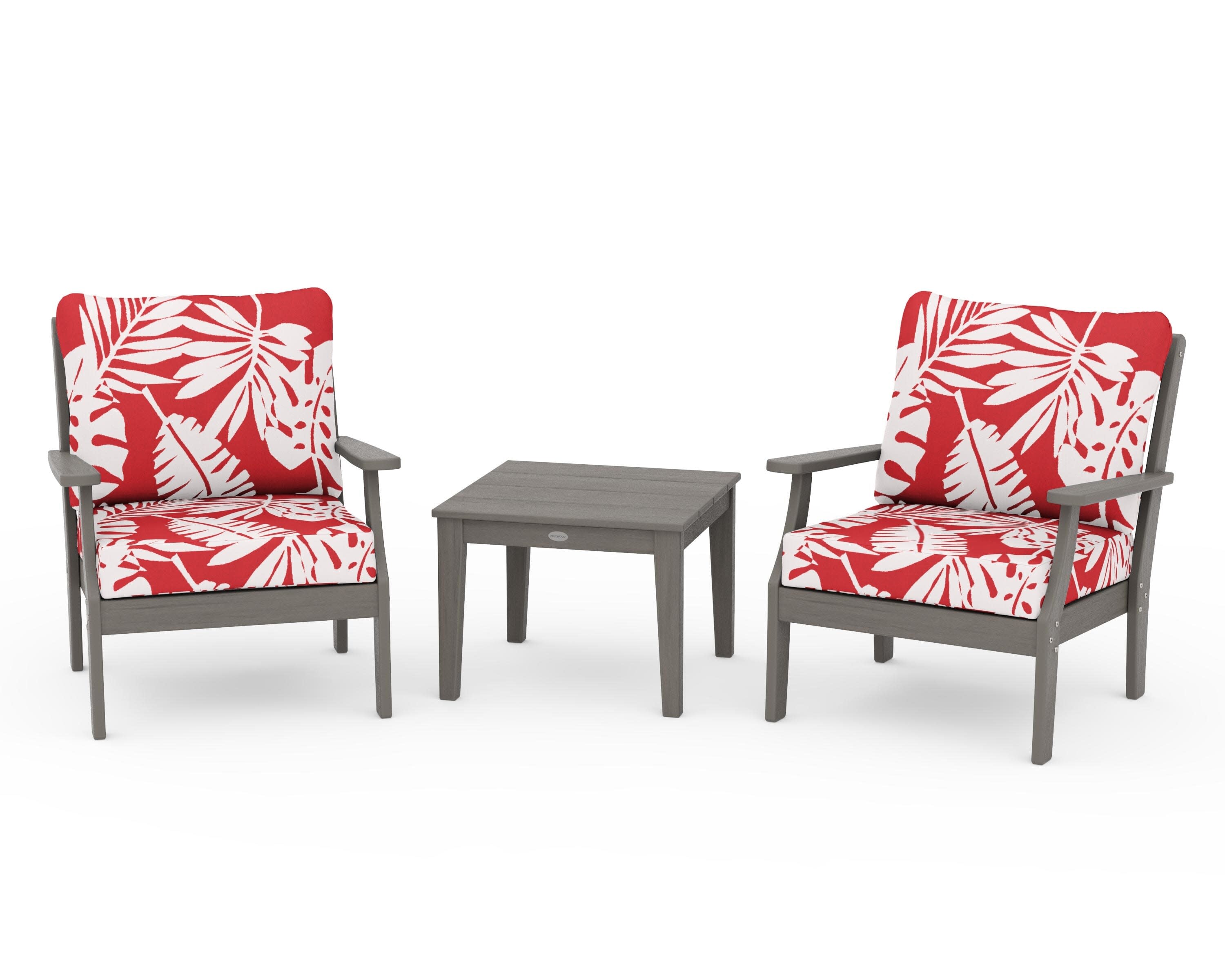Braxton 3-Piece Deep Seating Set in Driftwood / Leaf Crimson