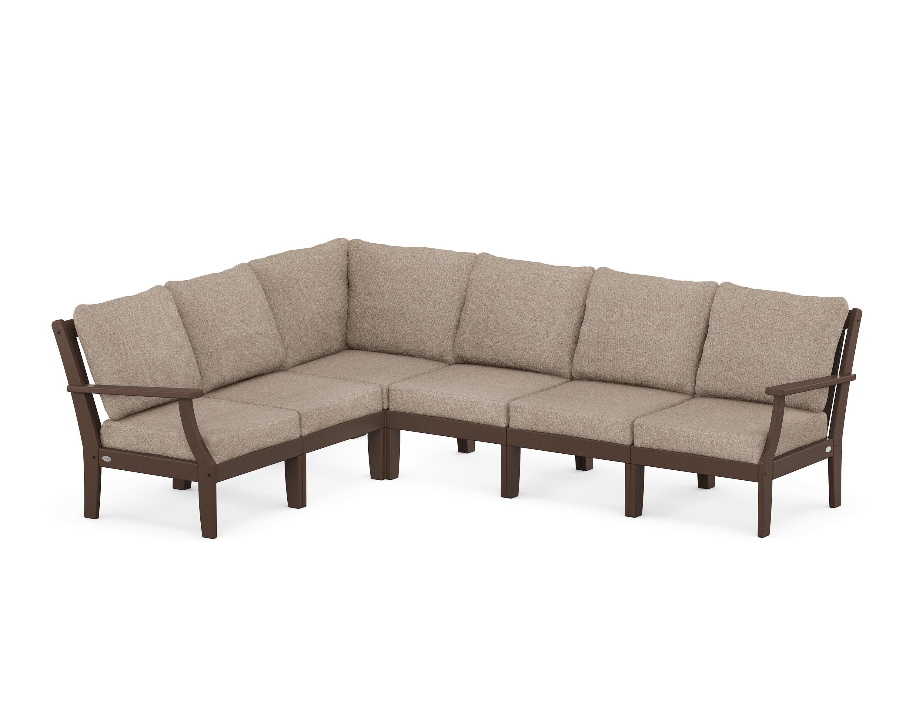 Braxton Modular 6-Piece Deep Seating Set in Mahogany / Spiced Burlap