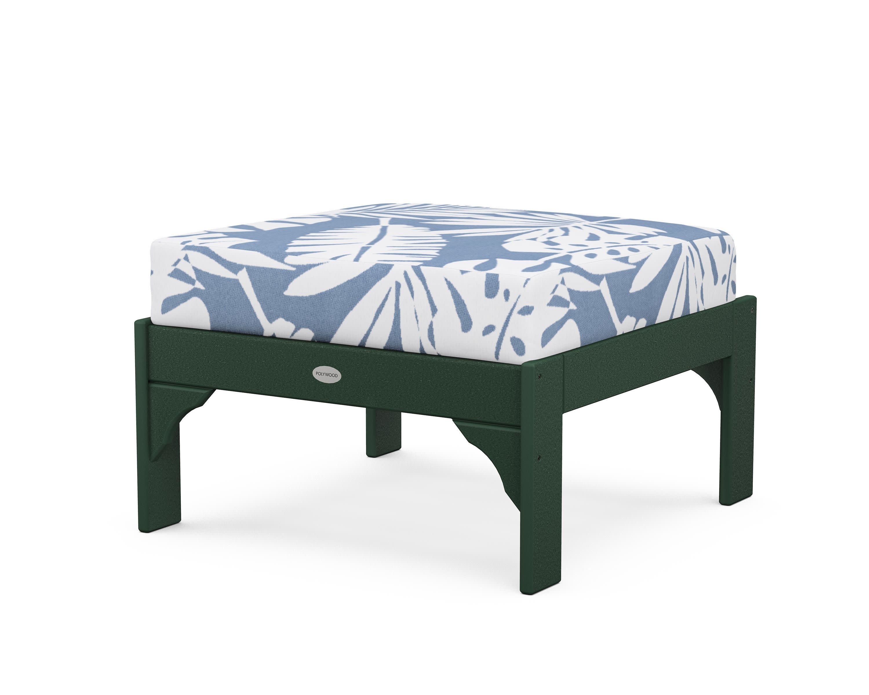 Vineyard Deep Seating Ottoman in Green / Leaf Sky Blue