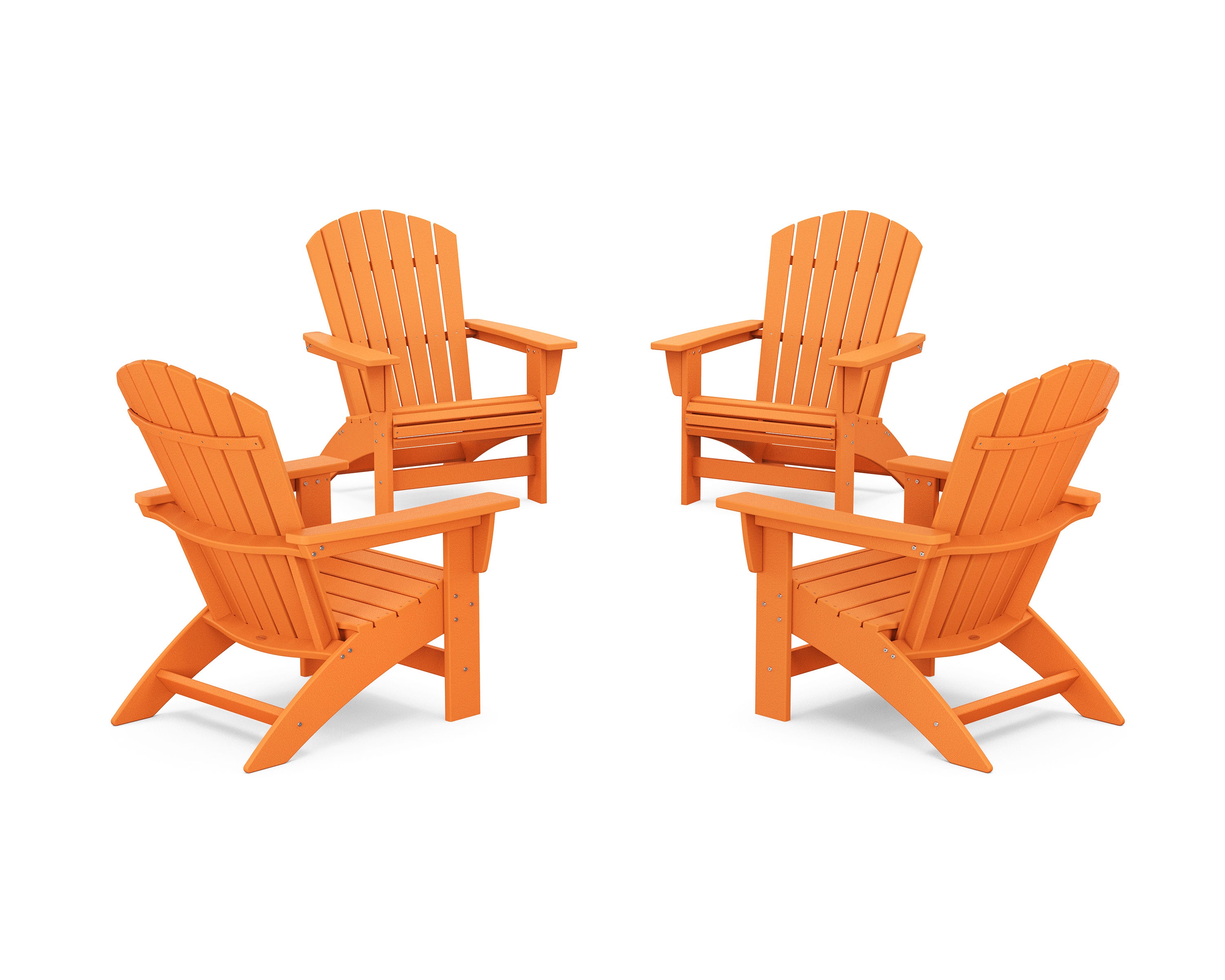 4-Piece Nautical Grand Adirondack Chair Conversation Set in Tangerine