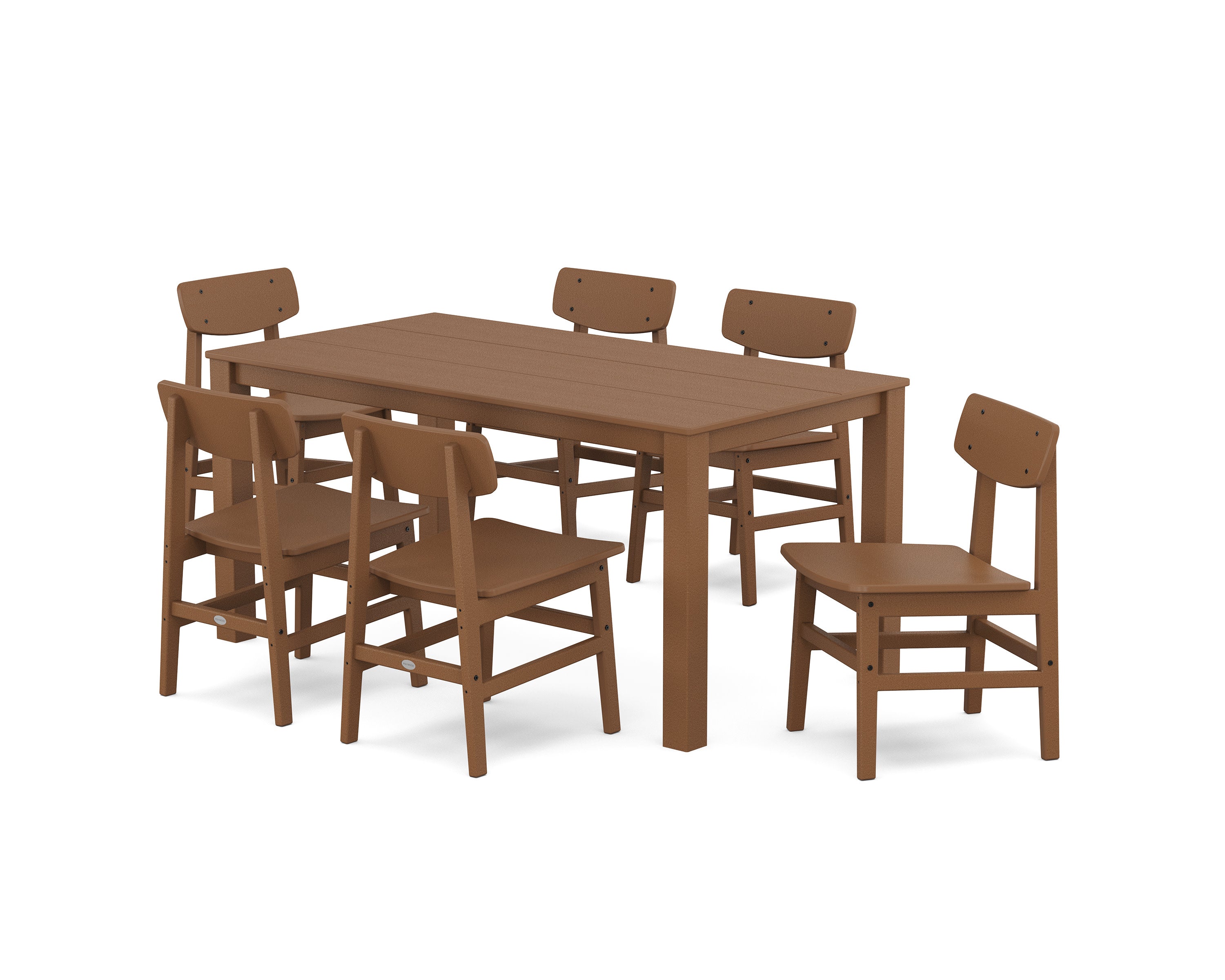 Modern Studio Urban Chair 7-Piece Parsons Table Dining Set in Teak