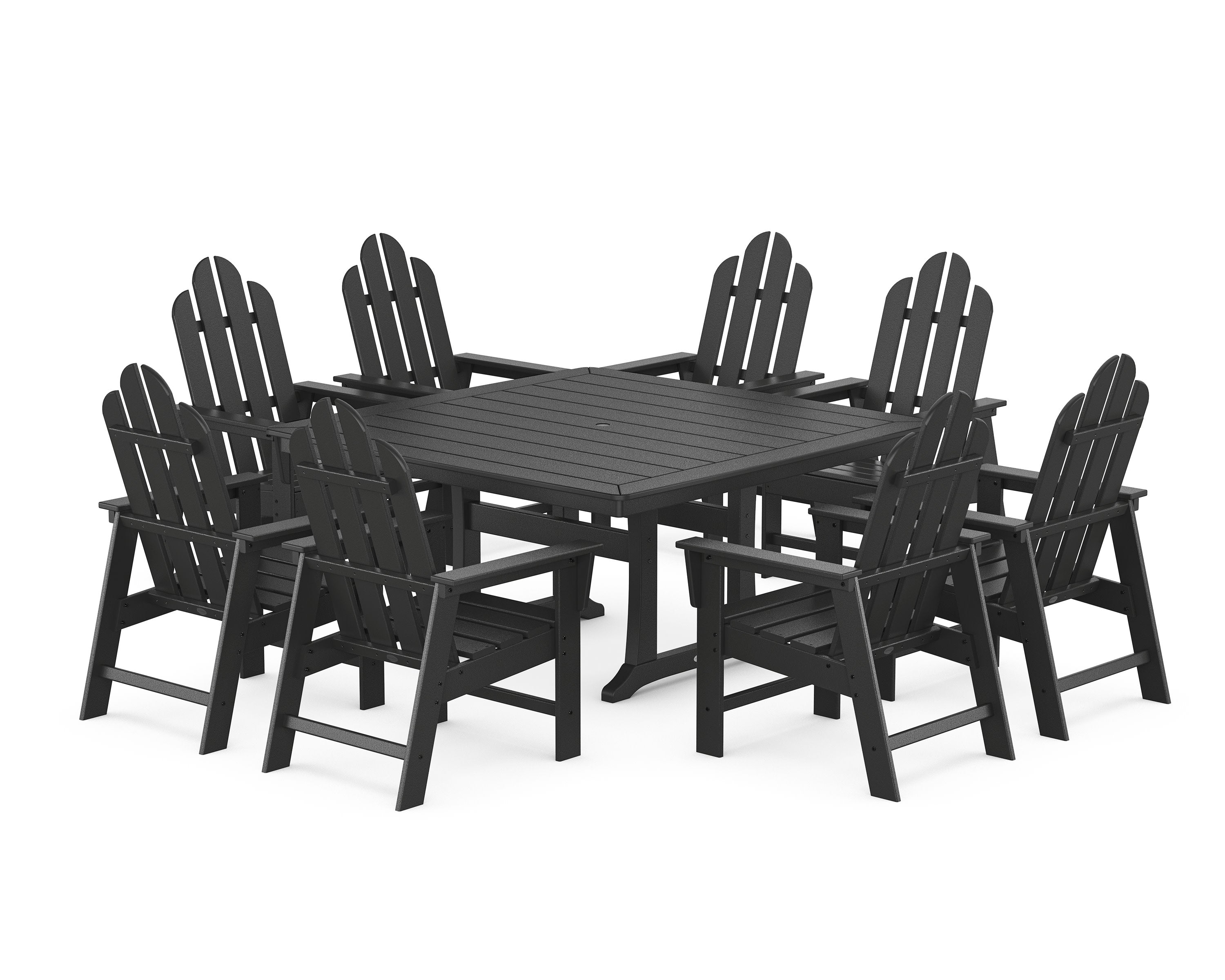 Long Island 9-Piece Square Dining Set with Trestle Legs in Black
