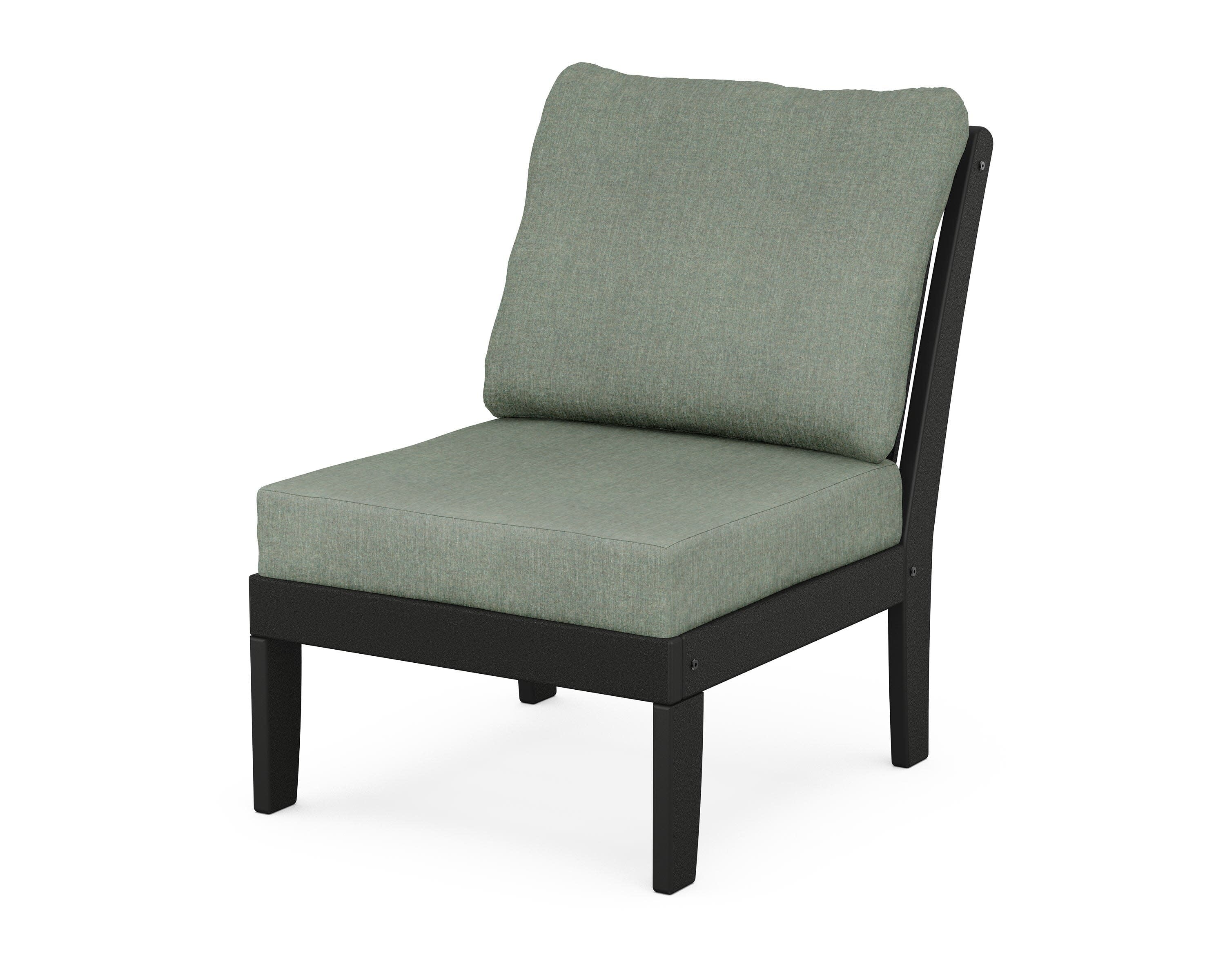 Braxton Modular Armless Chair in Black / Cast Sage