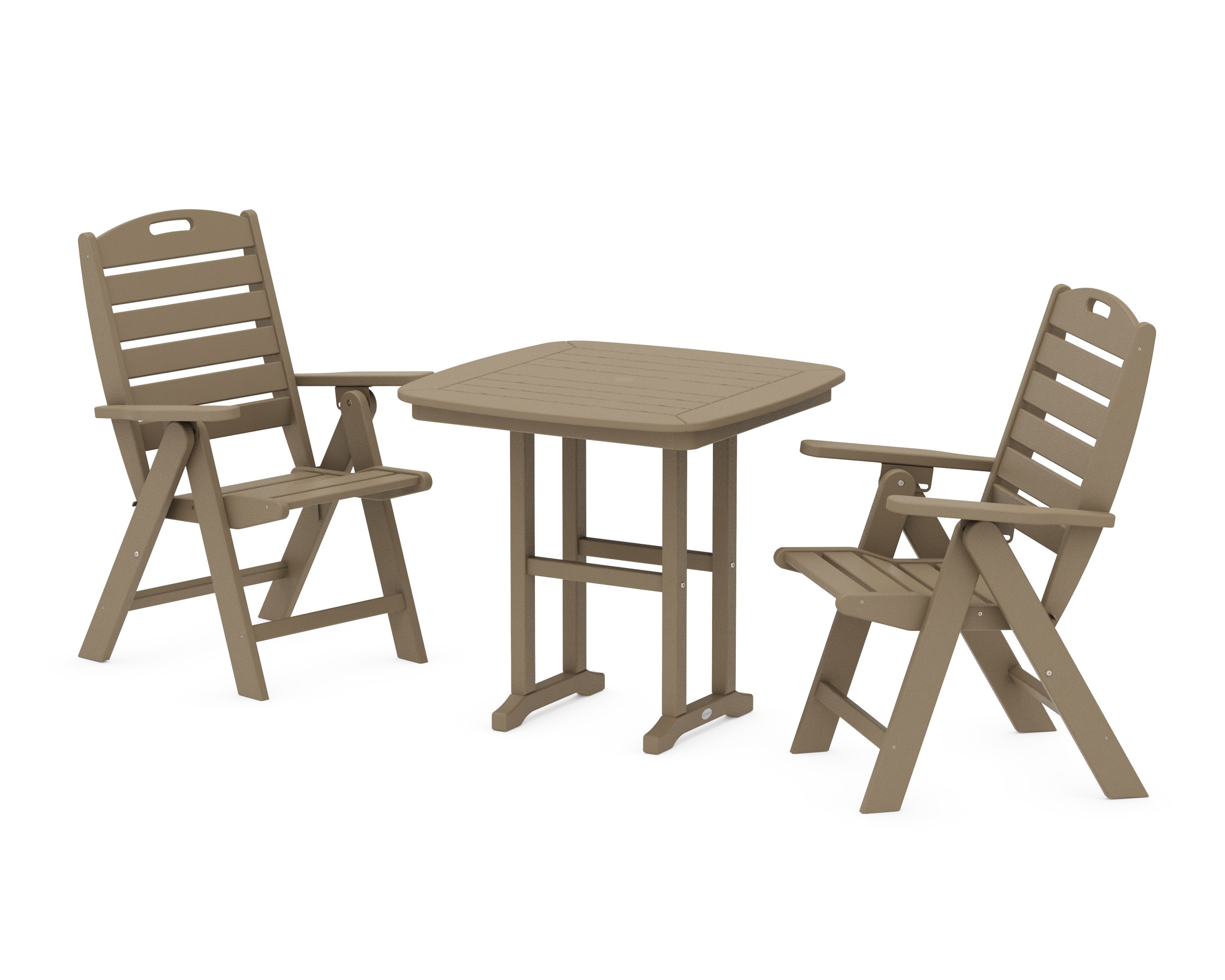 Nautical Folding Highback Chair 3-Piece Dining Set in Vintage Sahara