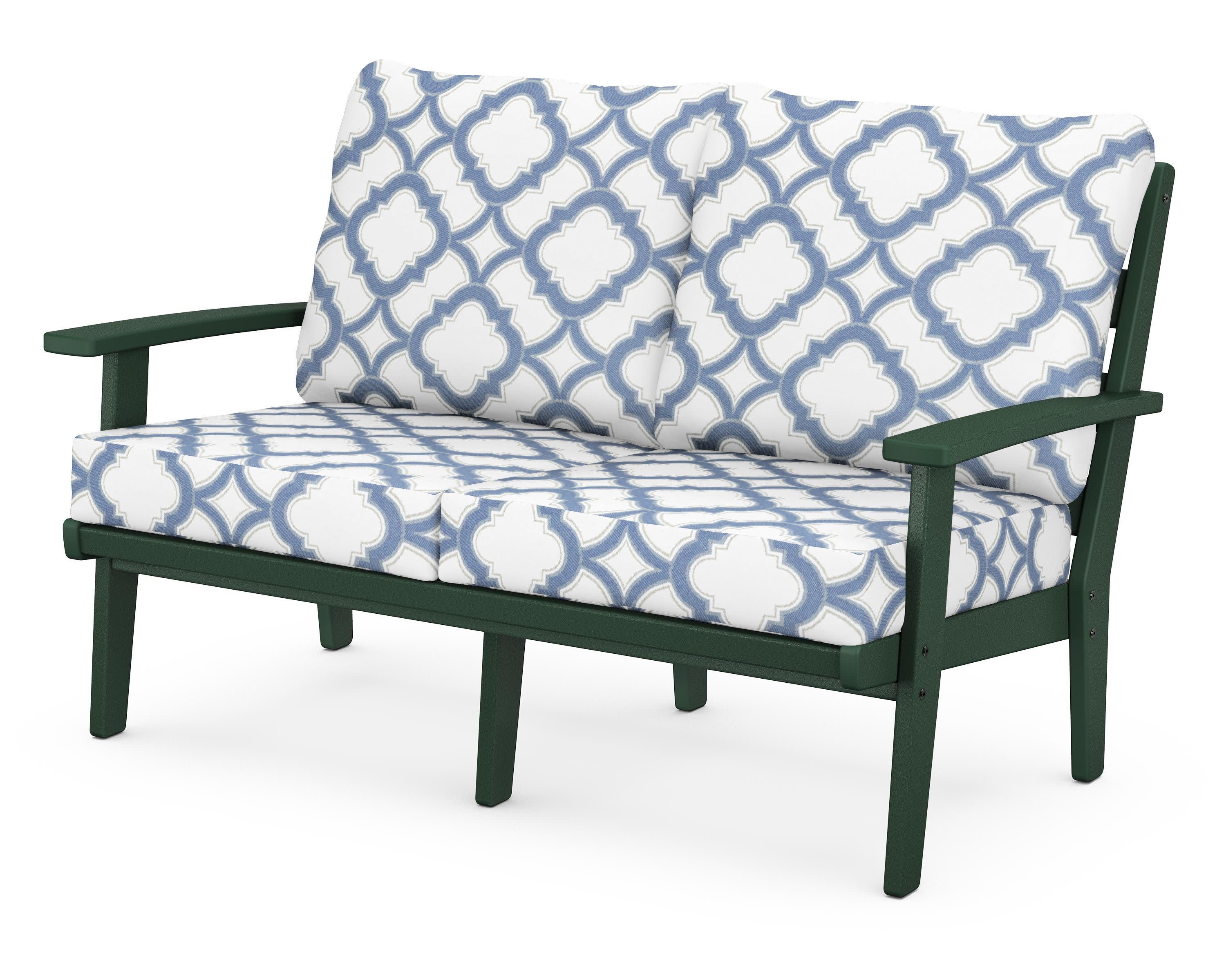 Grant Park Deep Seating Loveseat in Green / Trellis Sky Blue