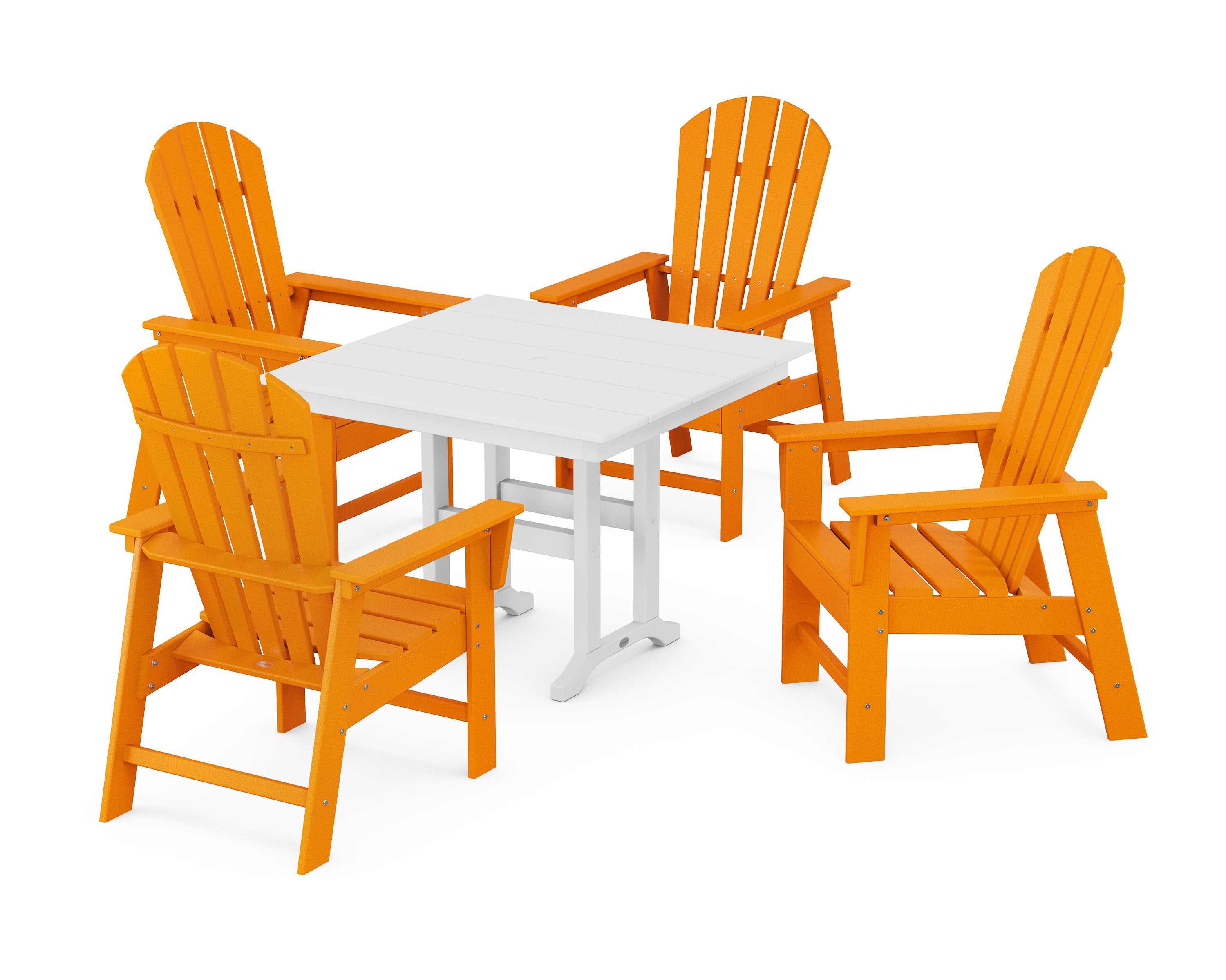 South Beach 5-Piece Farmhouse Dining Set in Tangerine / White
