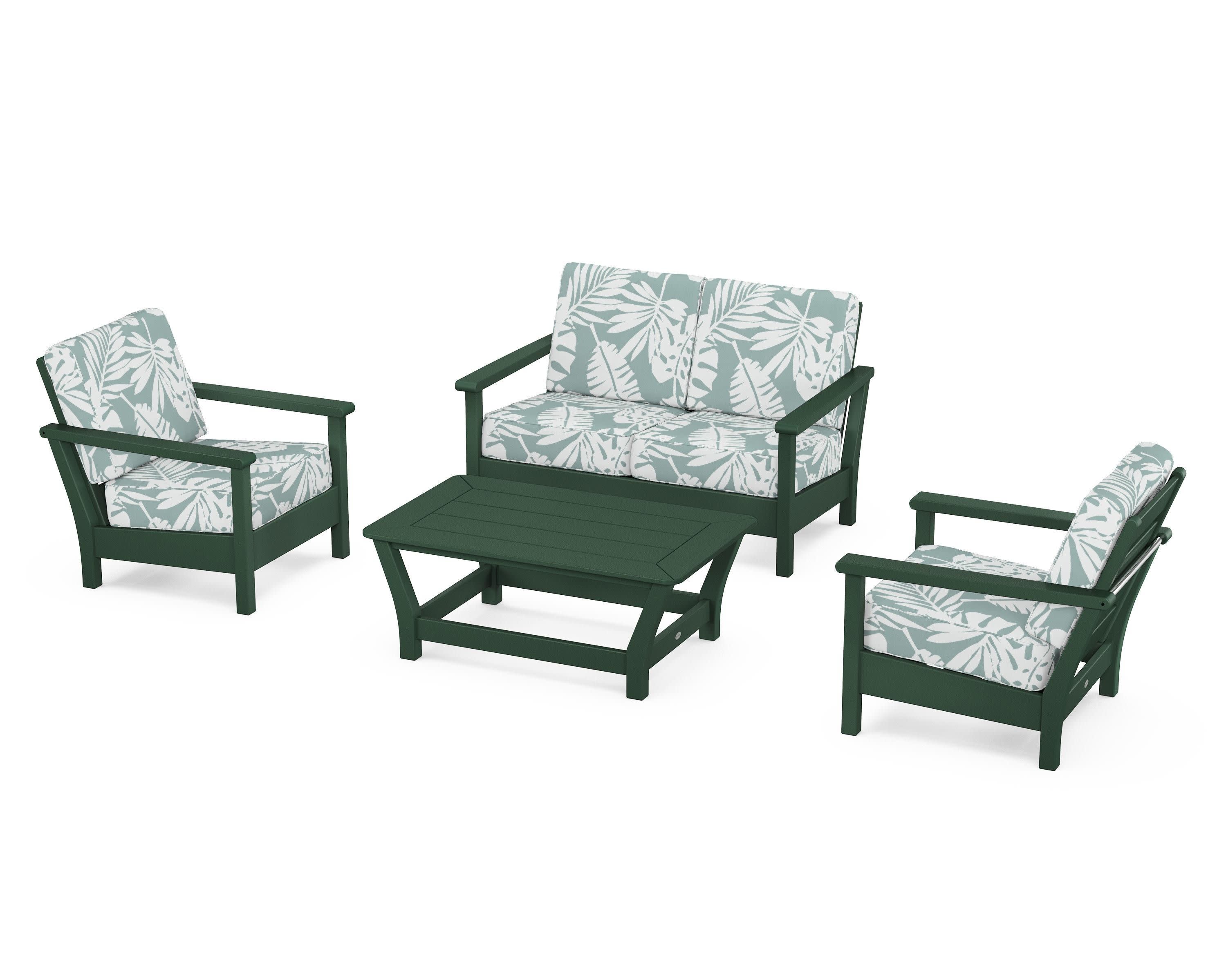 Harbour 4-Piece Deep Seating Set in Green / Leaf Glacier Spa