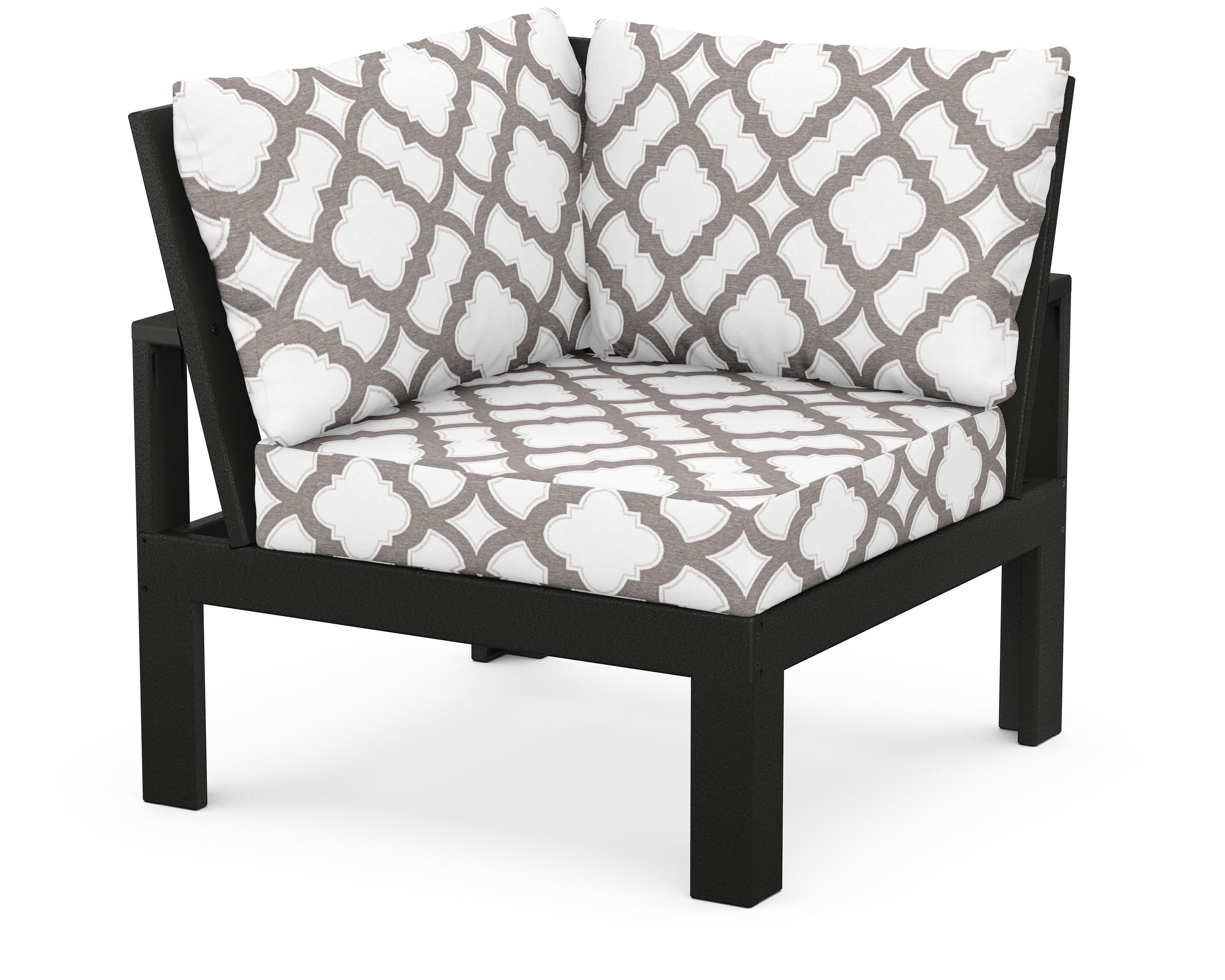 Modular Corner Chair in Black / Trellis Grey Mist