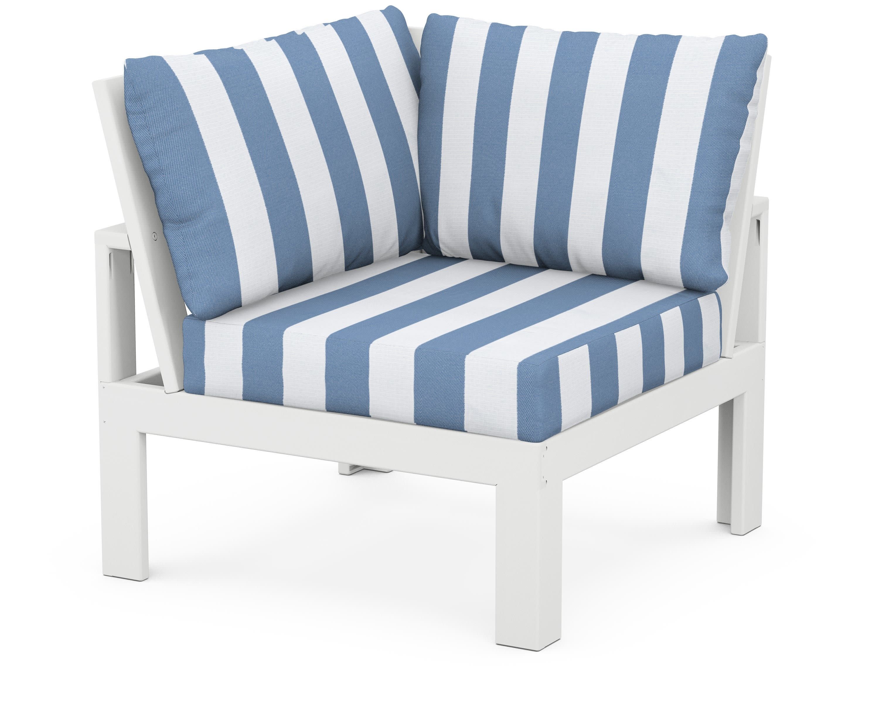 Modular Corner Chair in White / Cabana Stripe Sky Blue