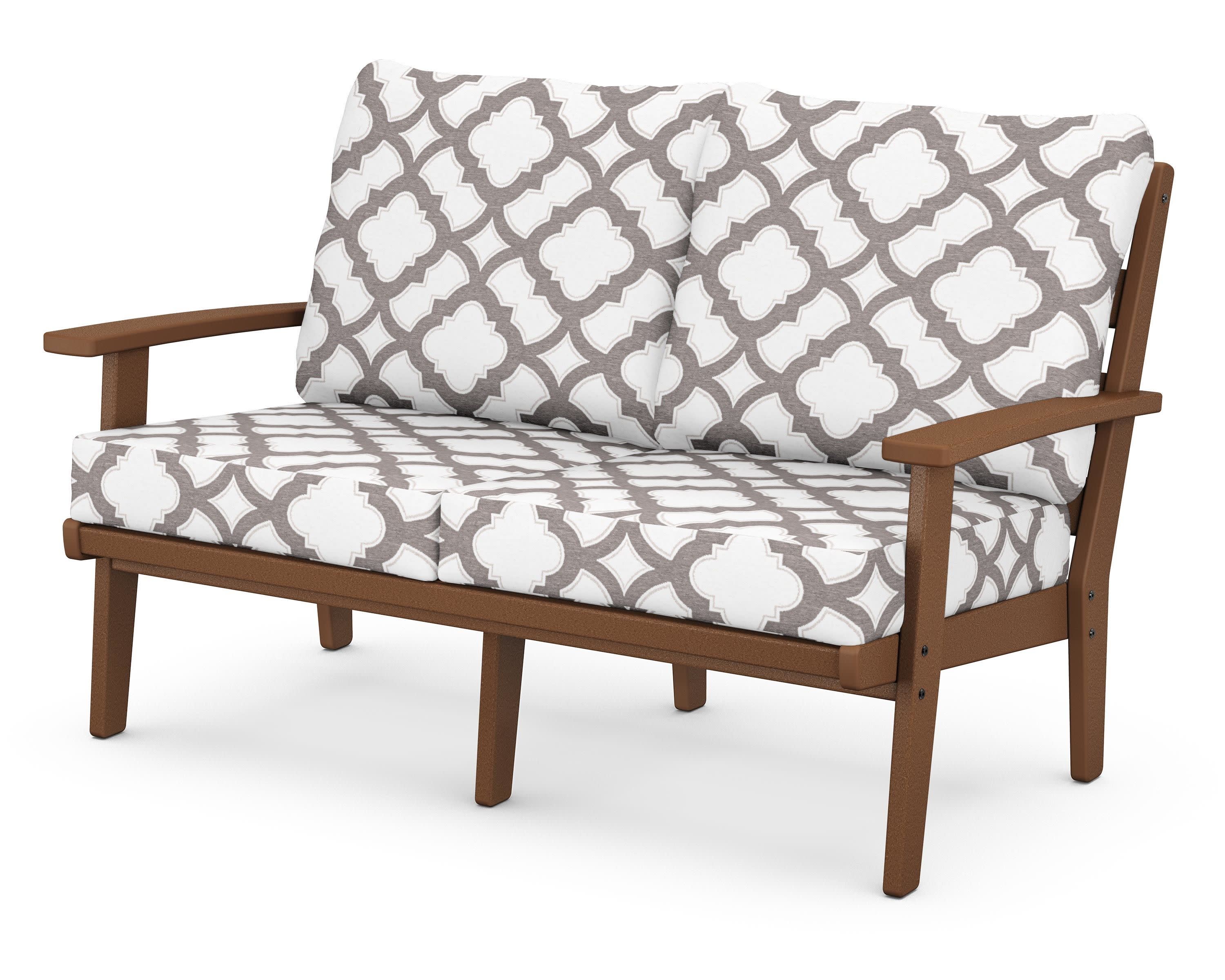 Grant Park Deep Seating Loveseat in Teak / Trellis Grey Mist