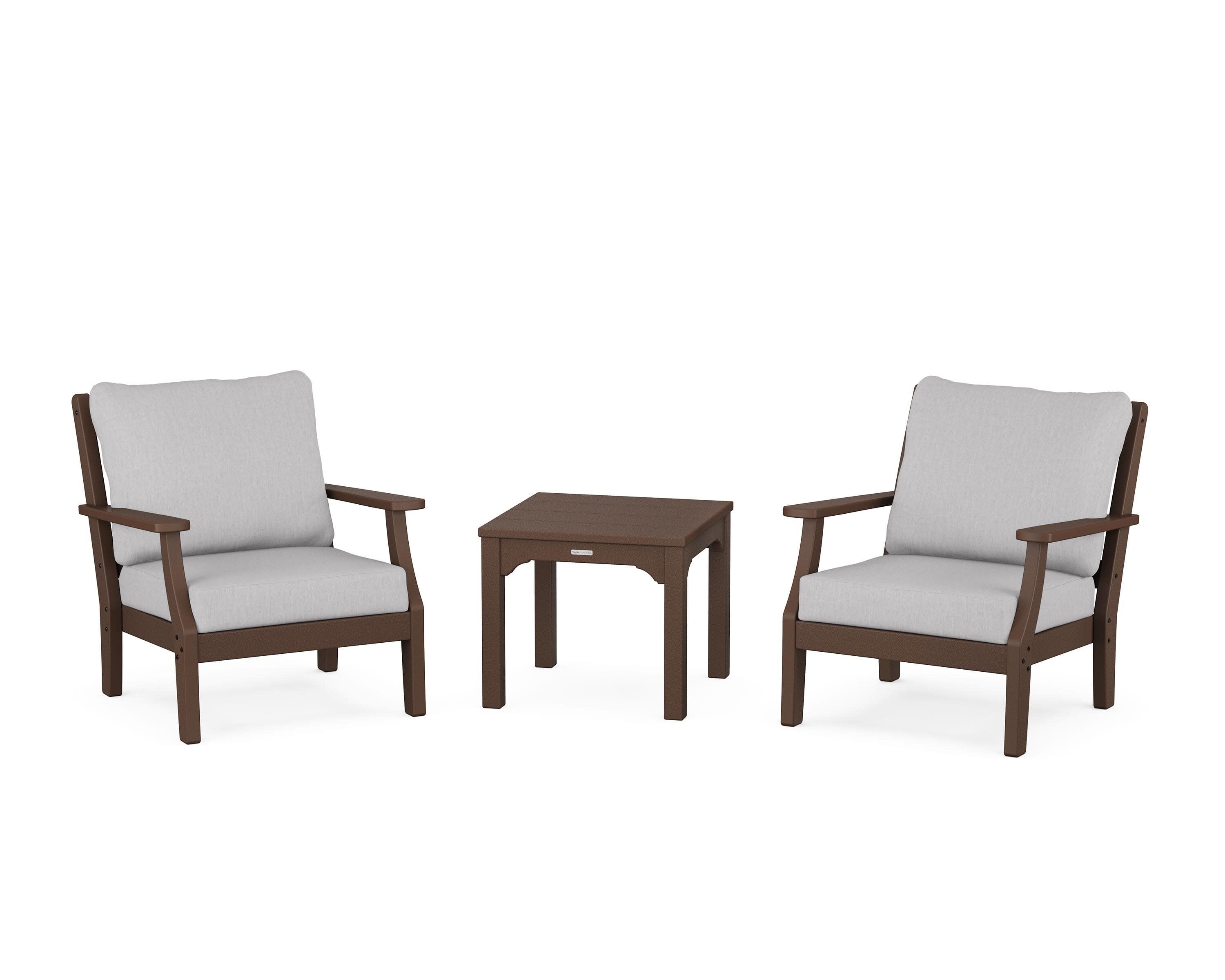 Chinoiserie 3-Piece Deep Seating Set in Mahogany / Granite