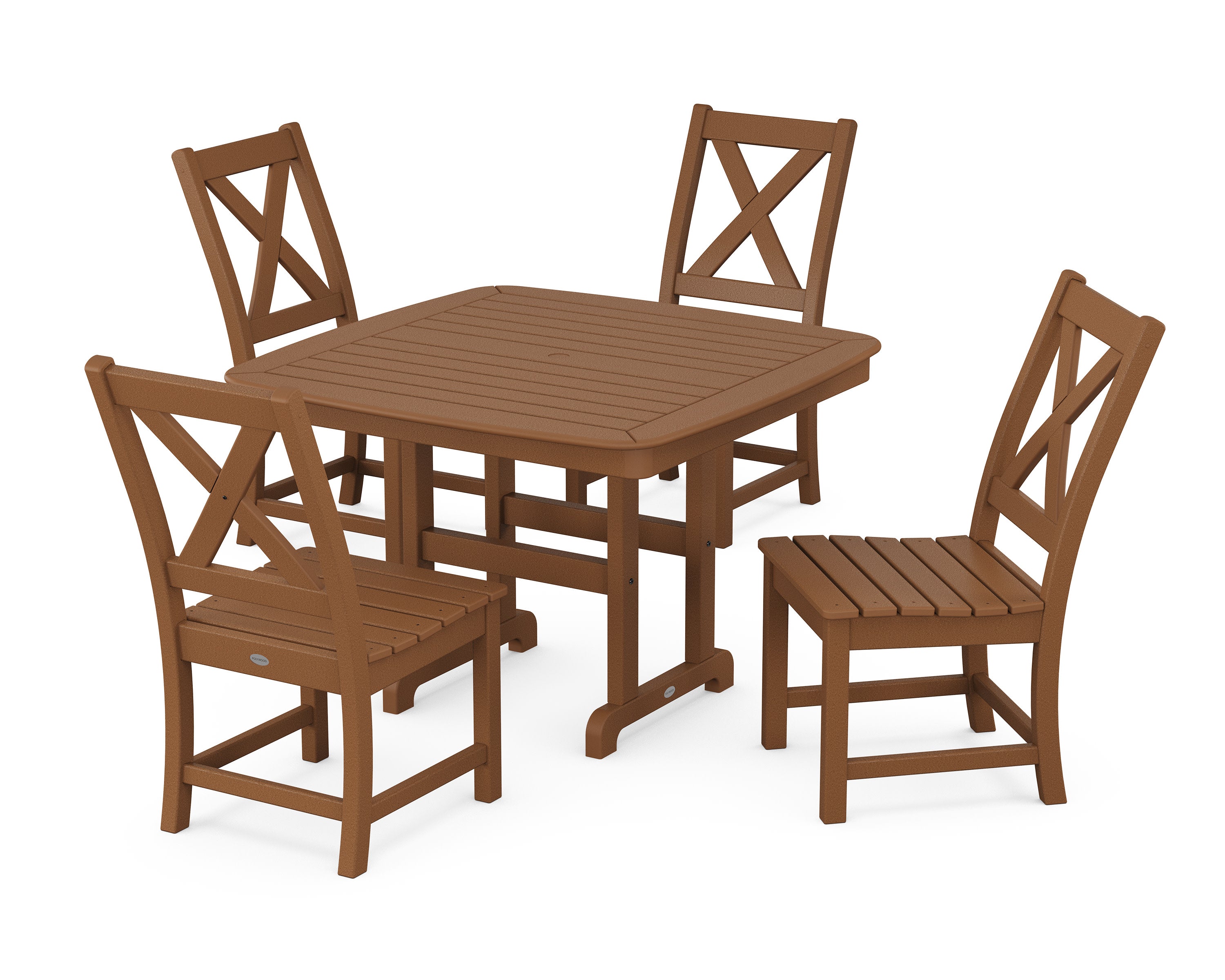 Braxton Side Chair 5-Piece Dining Set with Trestle Legs in Teak