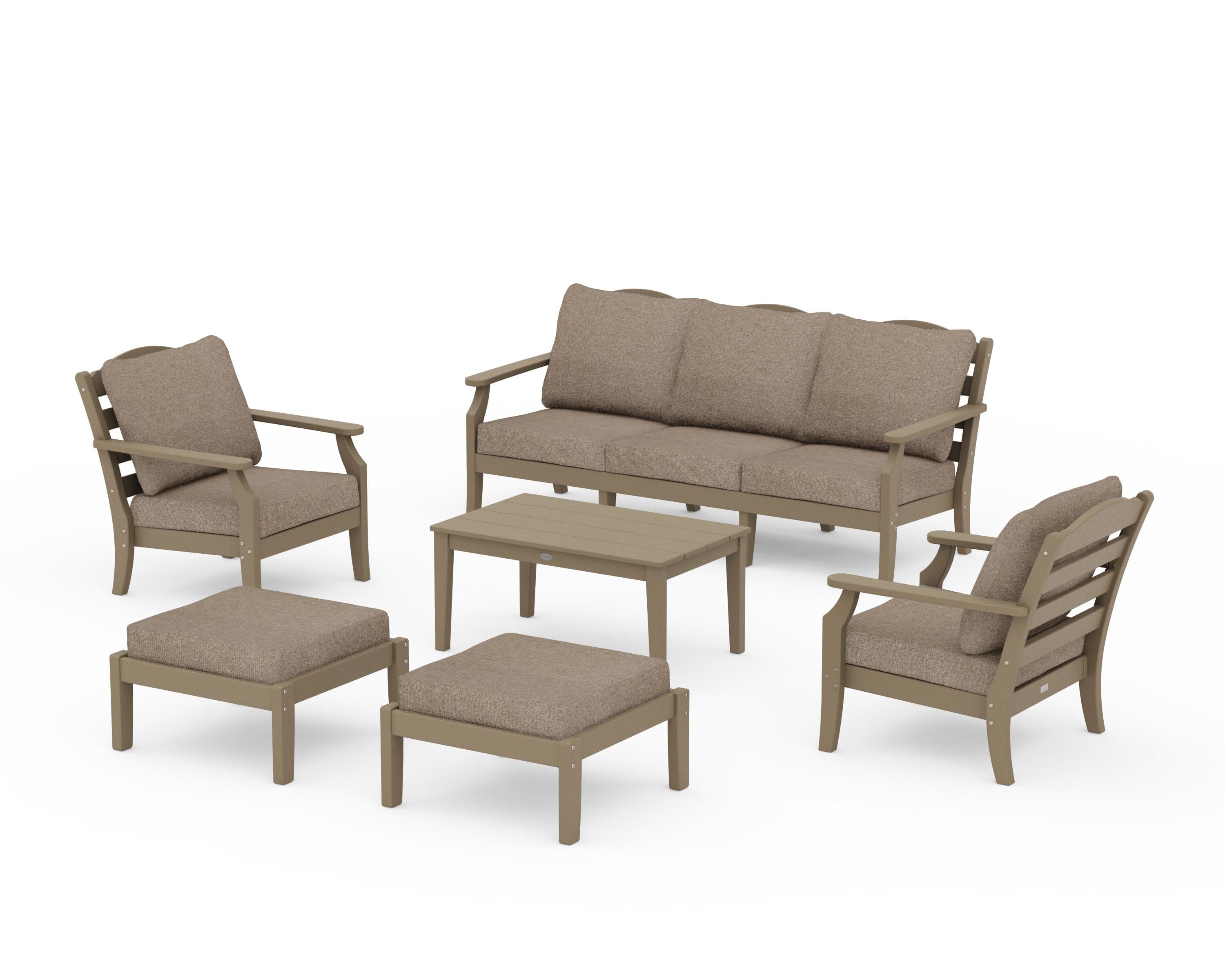 Savannah 6-Piece Lounge Sofa Set in Vintage Sahara / Spiced Burlap