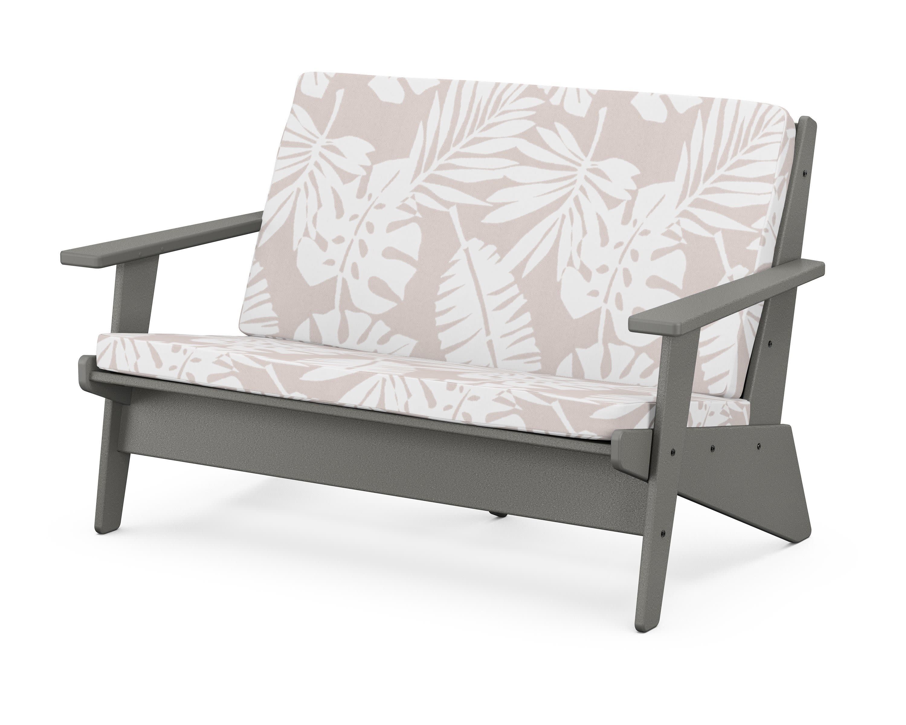 Riviera Modern Lounge Loveseat in Slate Grey / Leaf Dune Burlap
