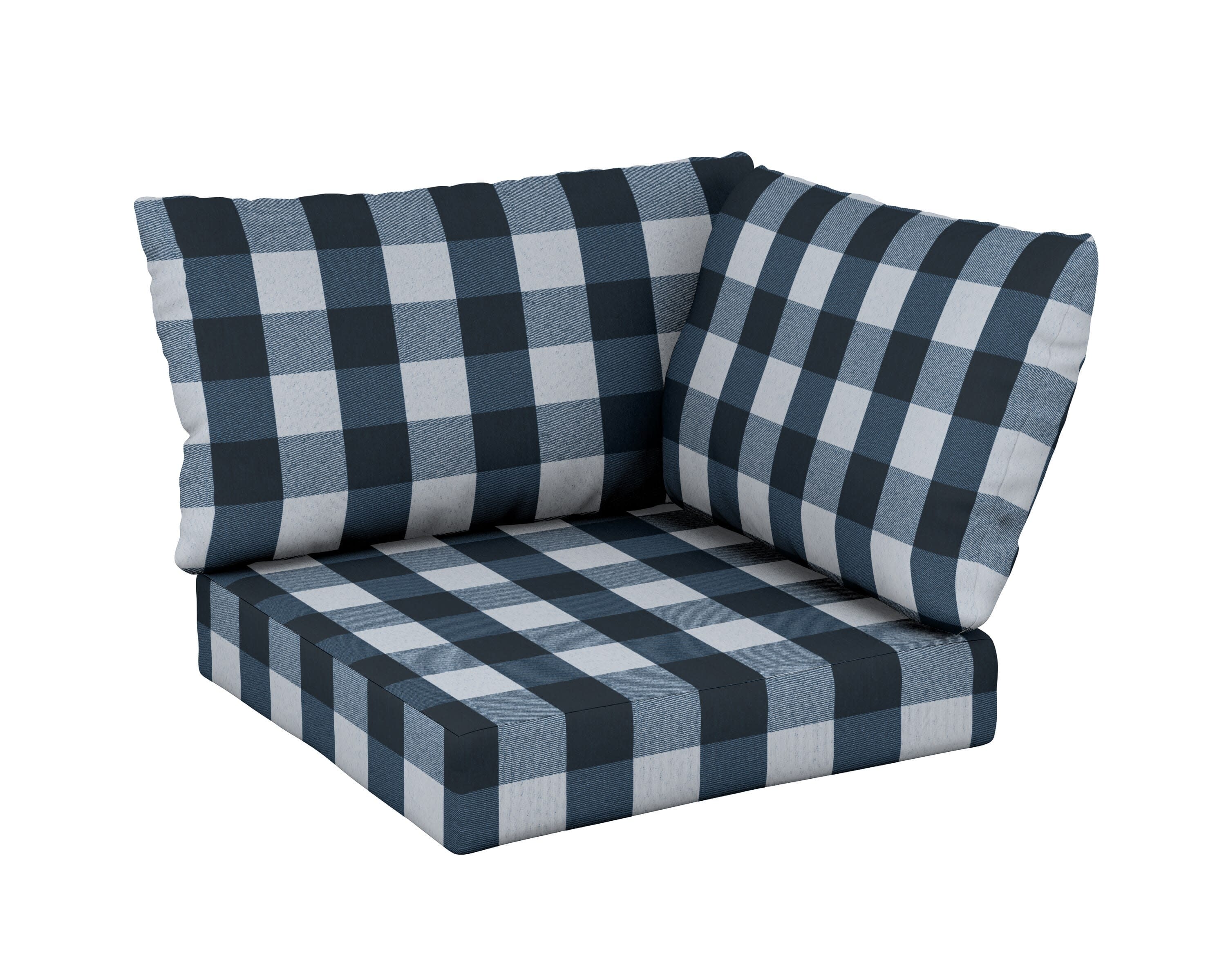 Modular Corner Cushion Set in Buffalo Plaid Marine Indigo