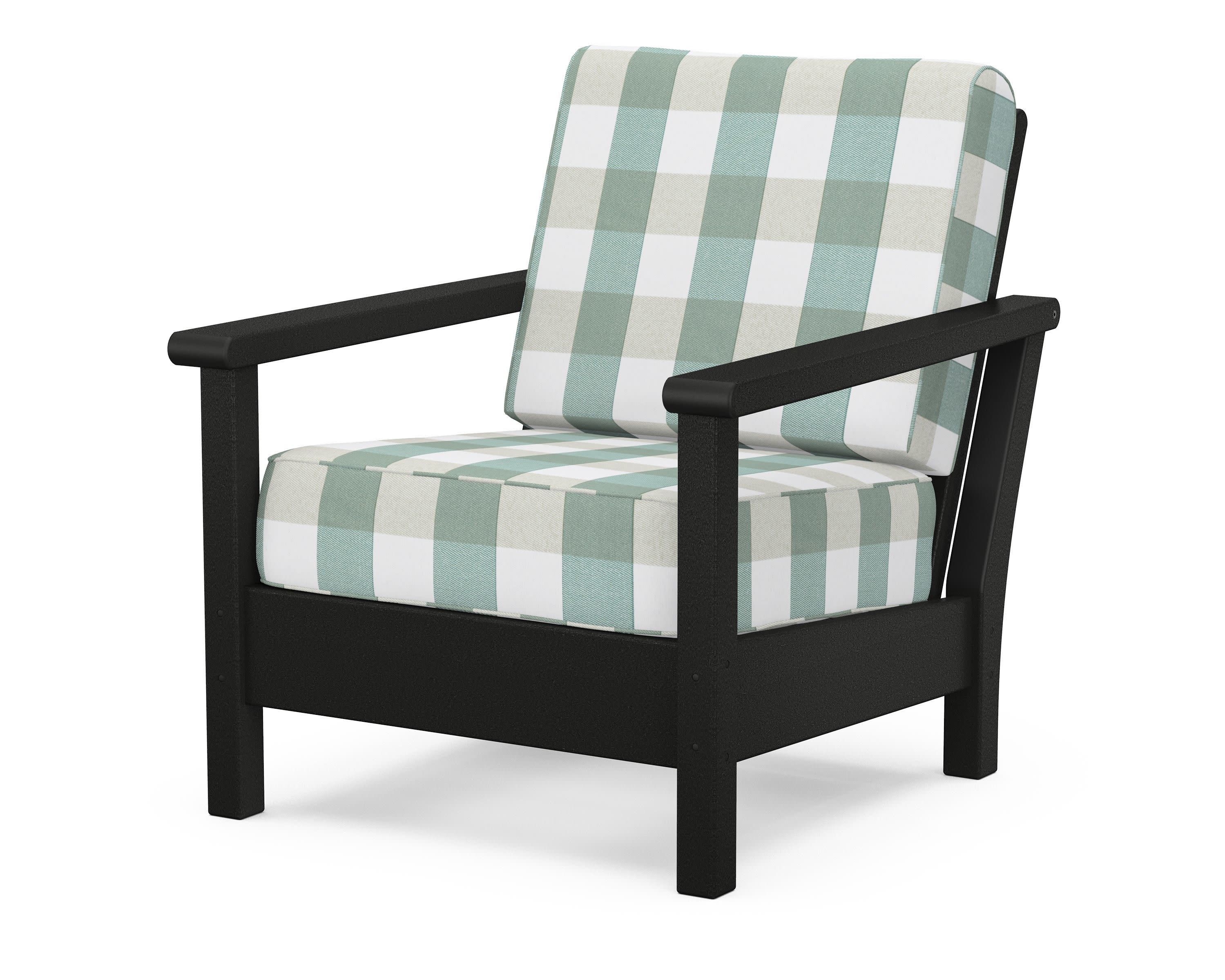 Harbour Deep Seating Chair in Black / Buffalo Plaid Glacier Spa