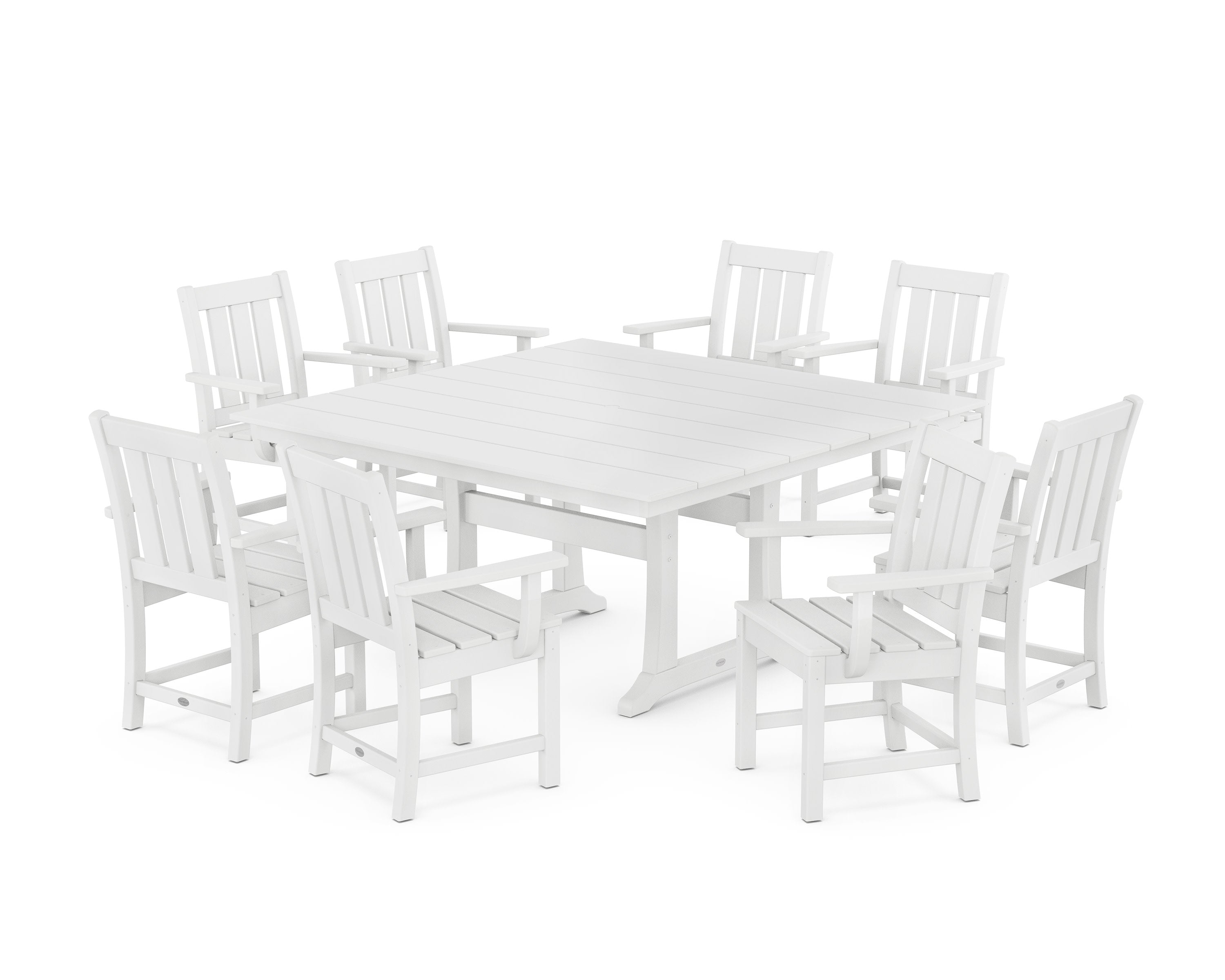 Oxford 9-Piece Square Farmhouse Dining Set with Trestle Legs in White