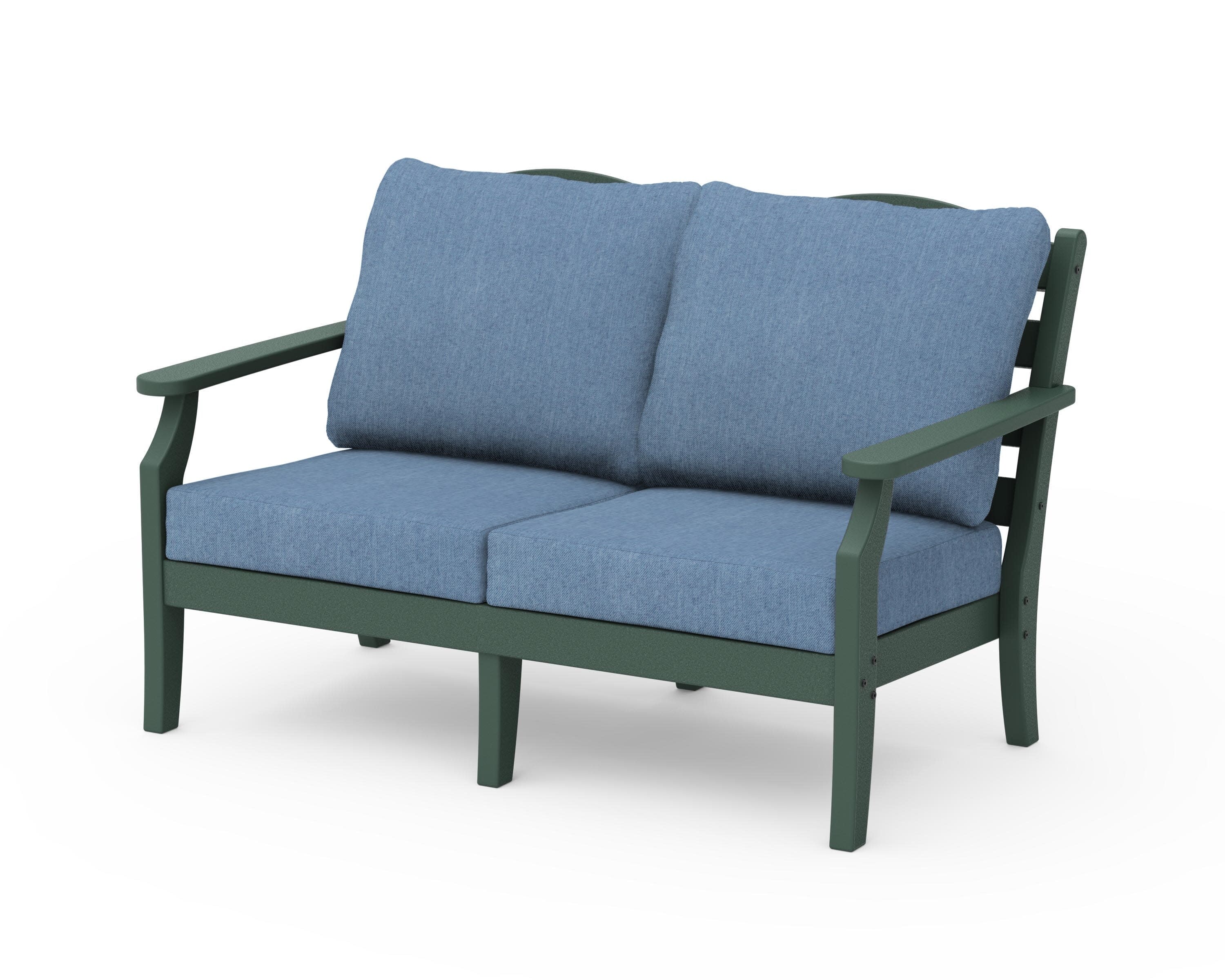 Savannah Deep Seating Loveseat in Green / Sky Blue