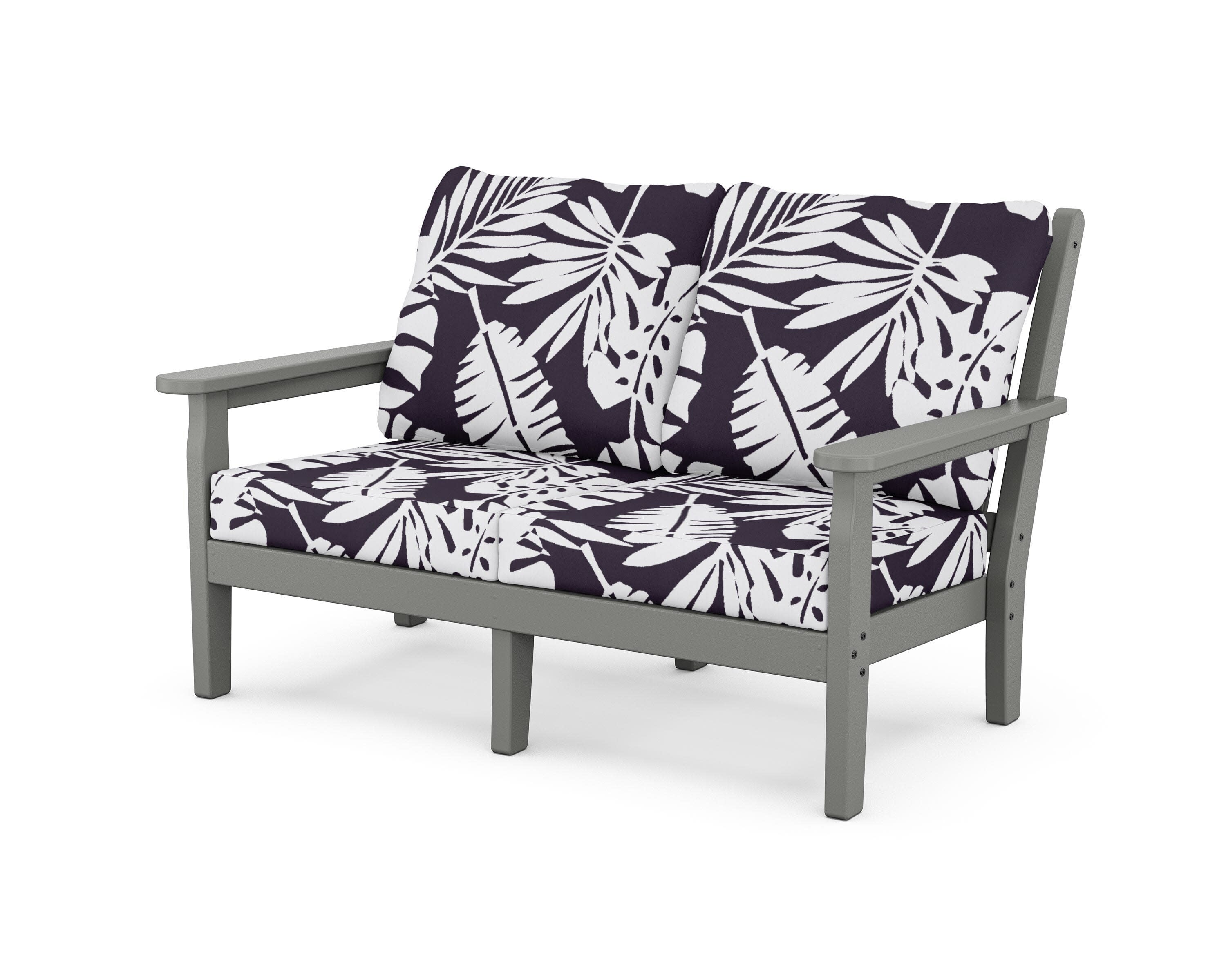 Chippendale Deep Seating Loveseat in Slate Grey / Leaf Navy