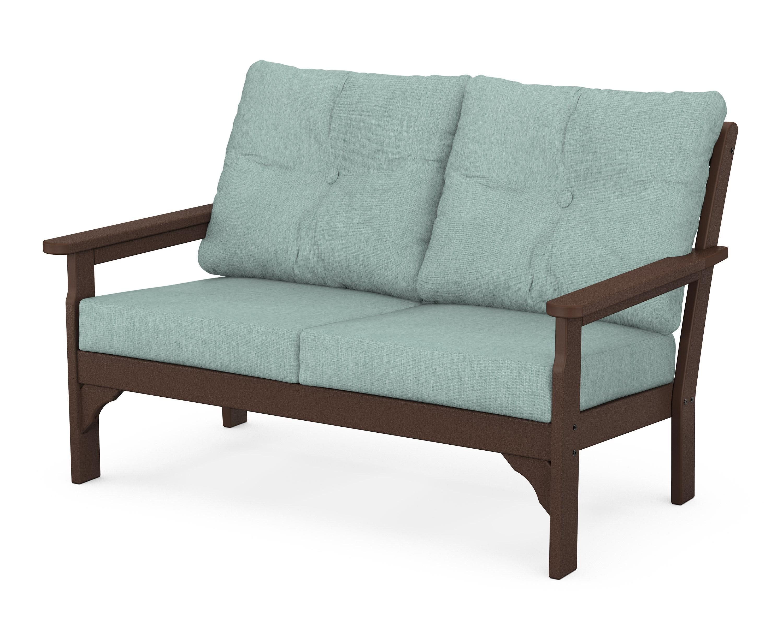 Vineyard Deep Seating Loveseat in Mahogany / Glacier Spa