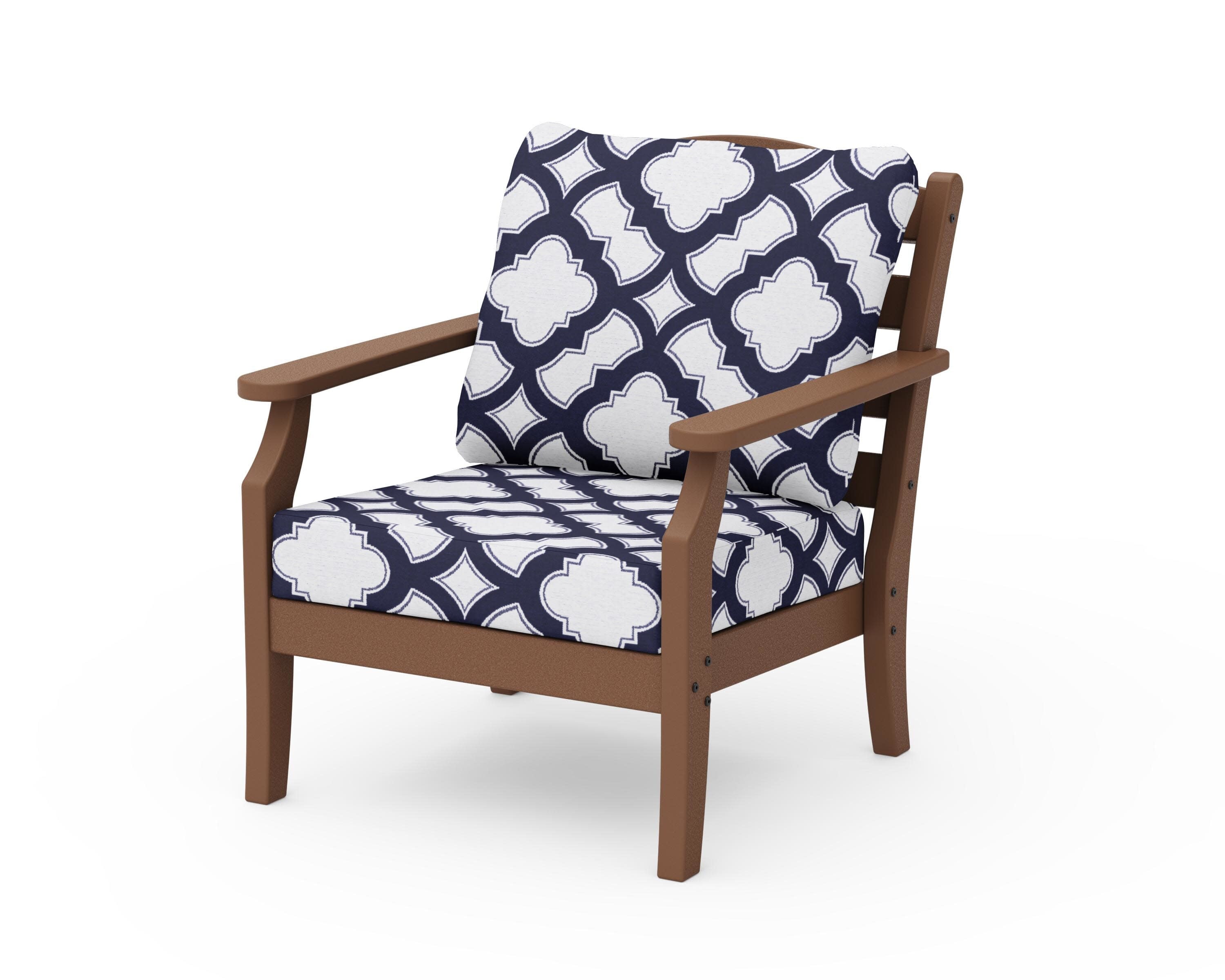 Savannah Deep Seating Chair in Teak / Trellis Navy