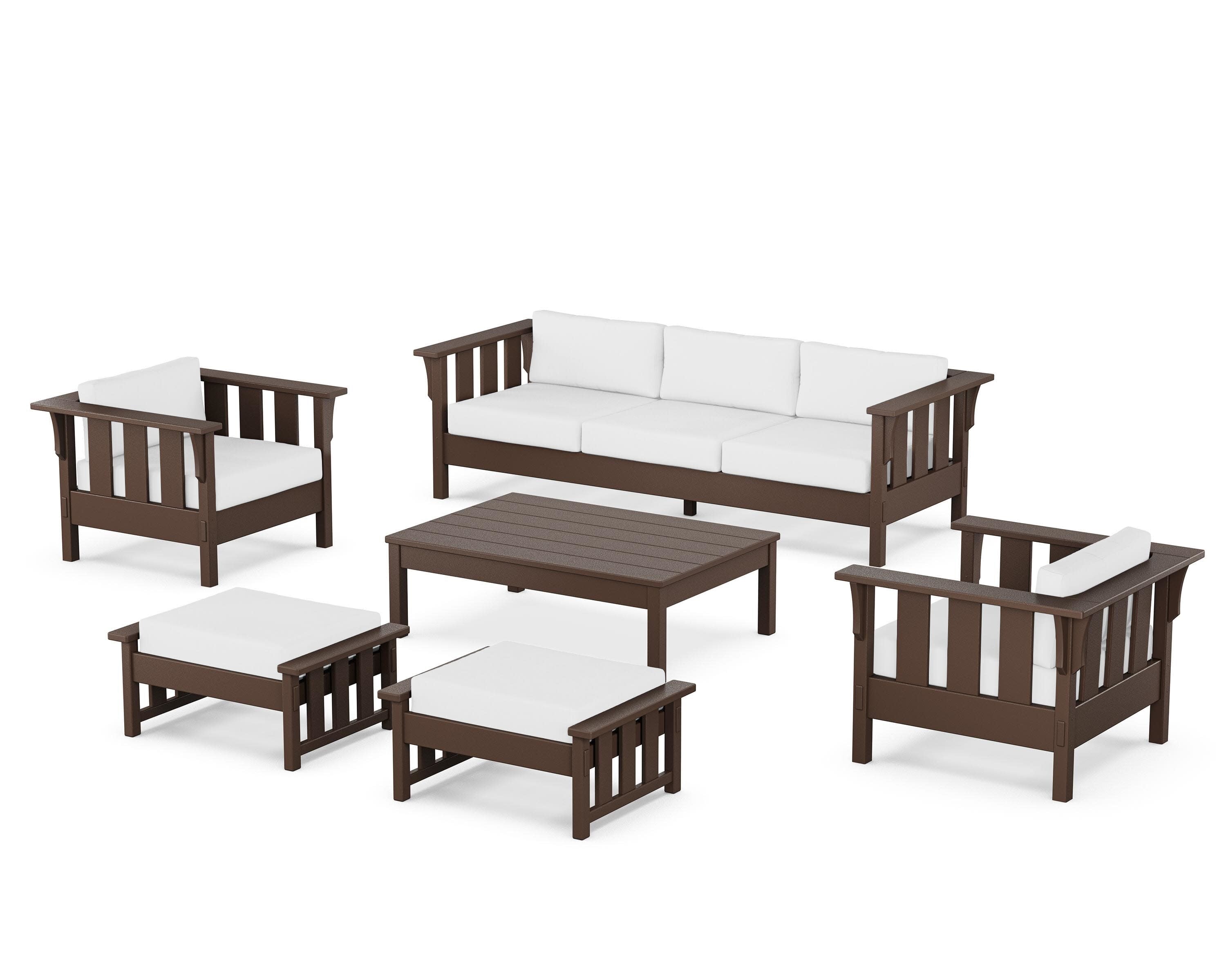 Acadia 6-Piece Lounge Sofa Set in Mahogany / Natural