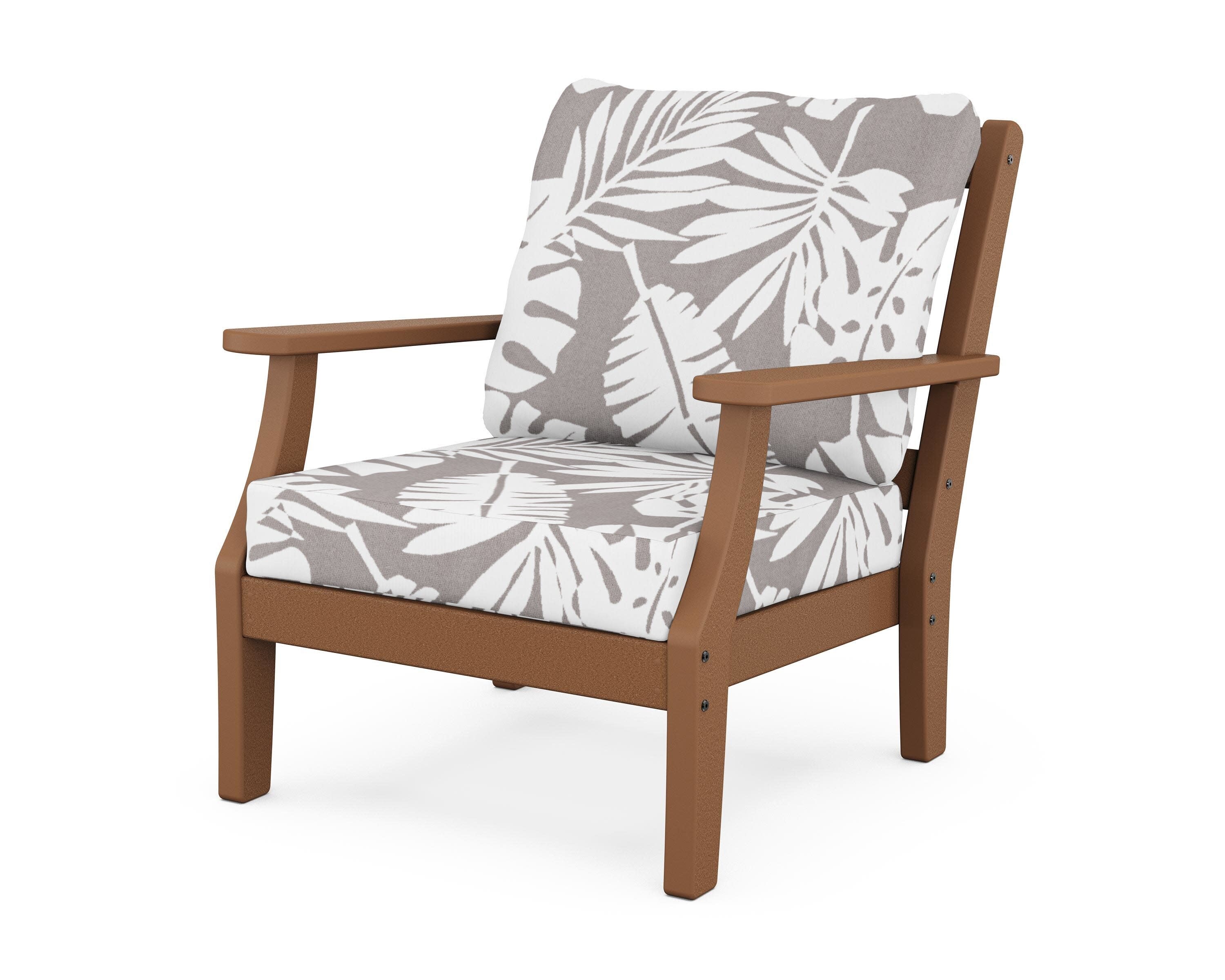 Chinoiserie Deep Seating Chair in Teak / Leaf Grey Mist