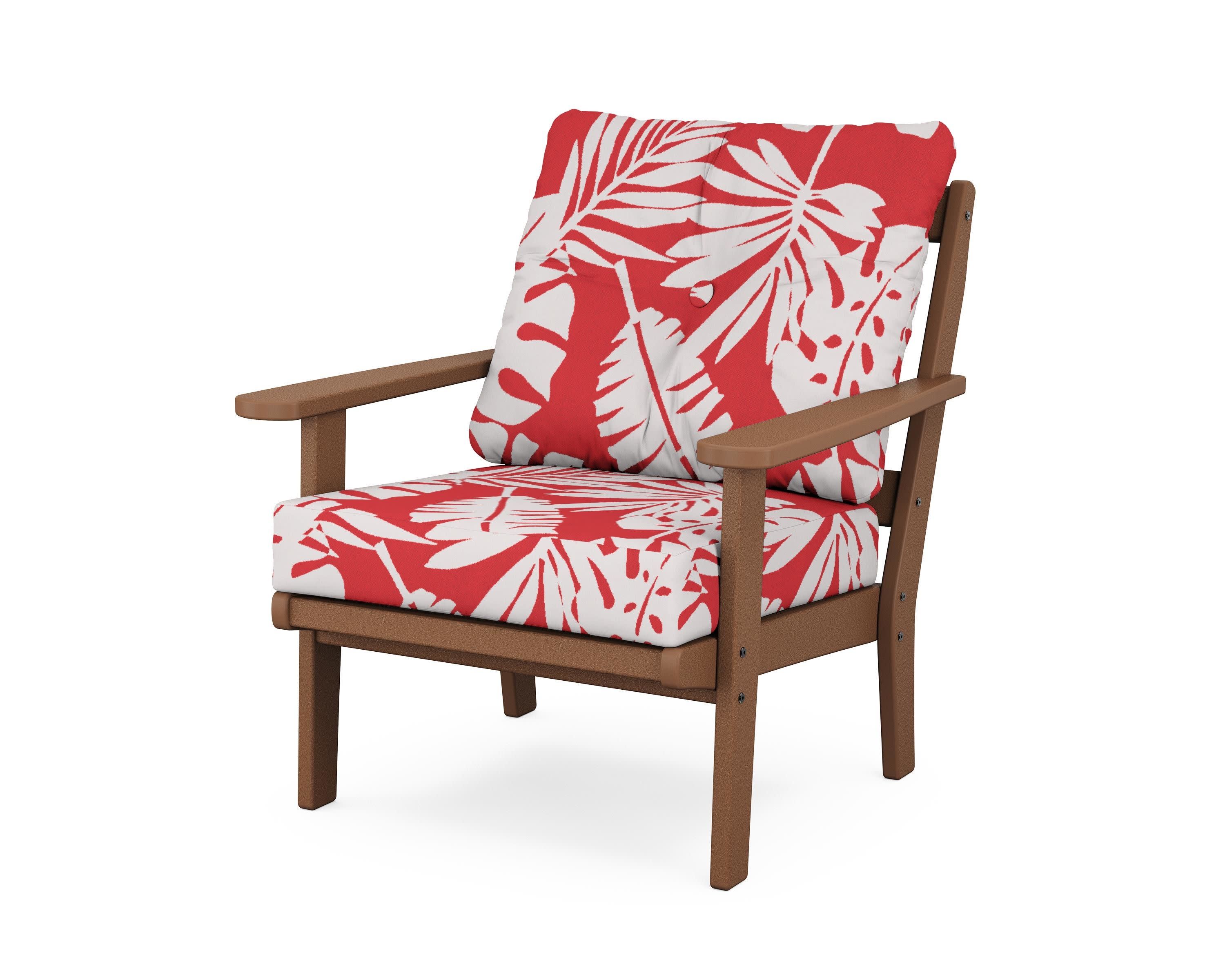 Mission Deep Seating Chair in Teak / Leaf Crimson