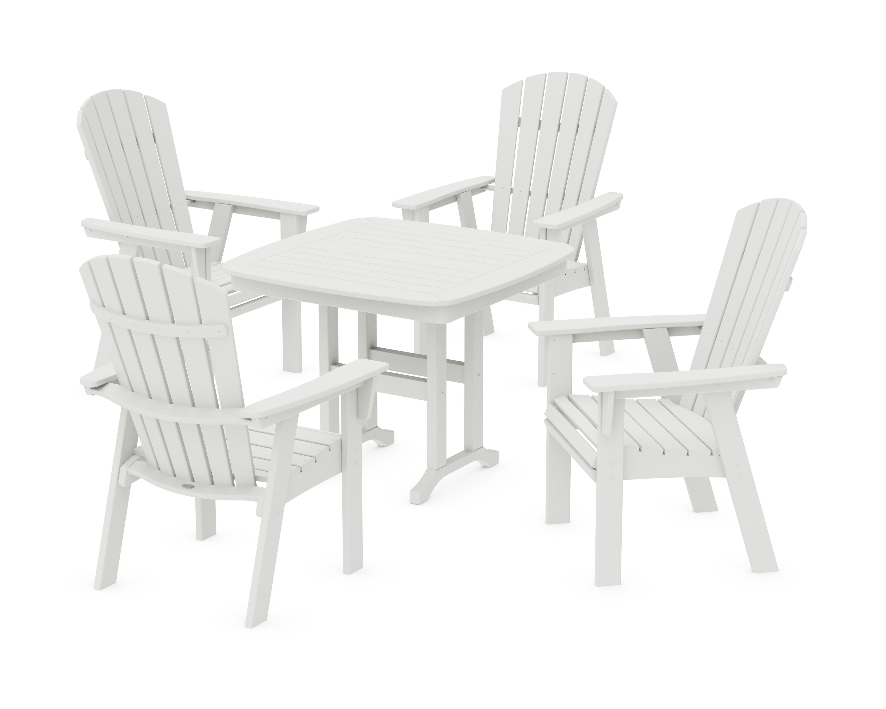 Nautical Curveback Adirondack 5-Piece Dining Set in Vintage White