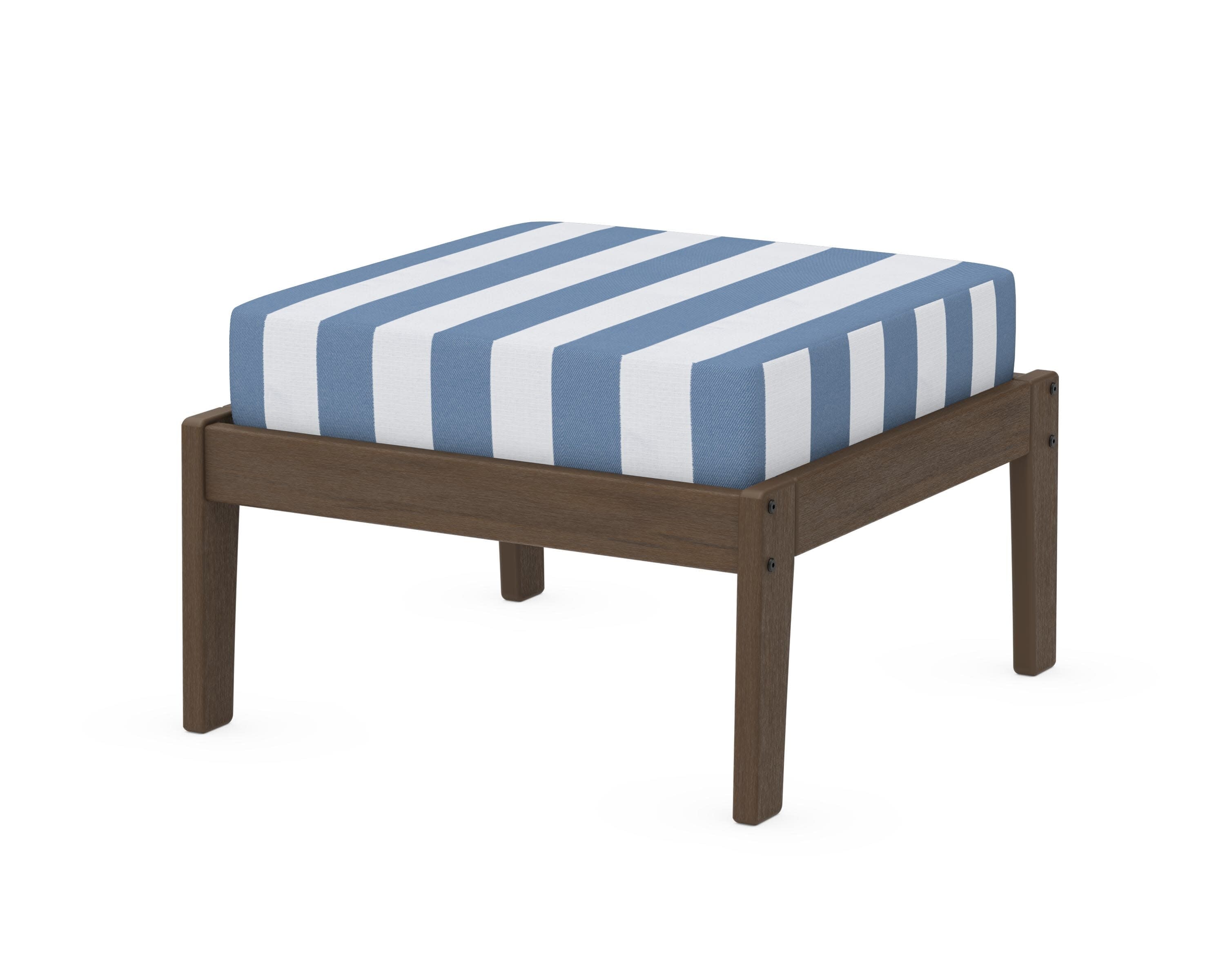 Deep Seating Ottoman in Kona / Cabana Stripe Sky Blue