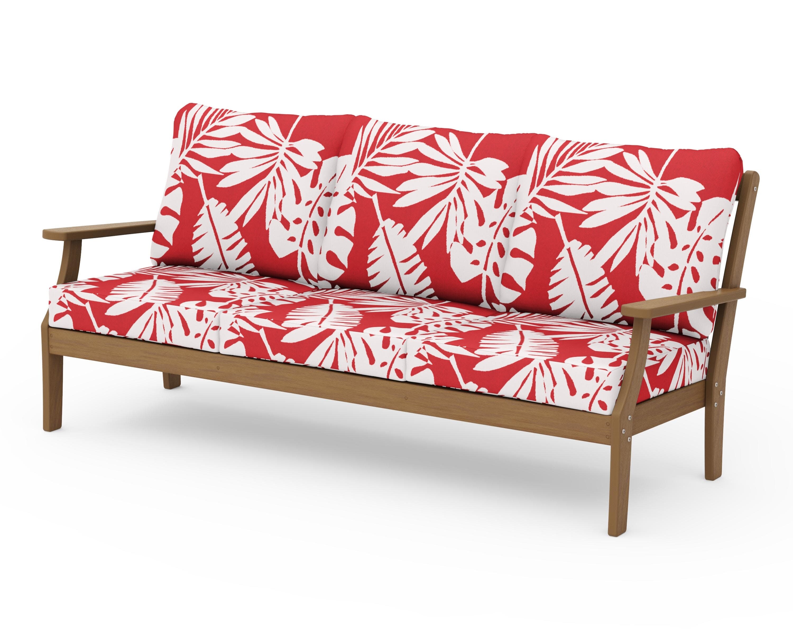 Braxton Deep Seating Sofa in Natural / Leaf Crimson