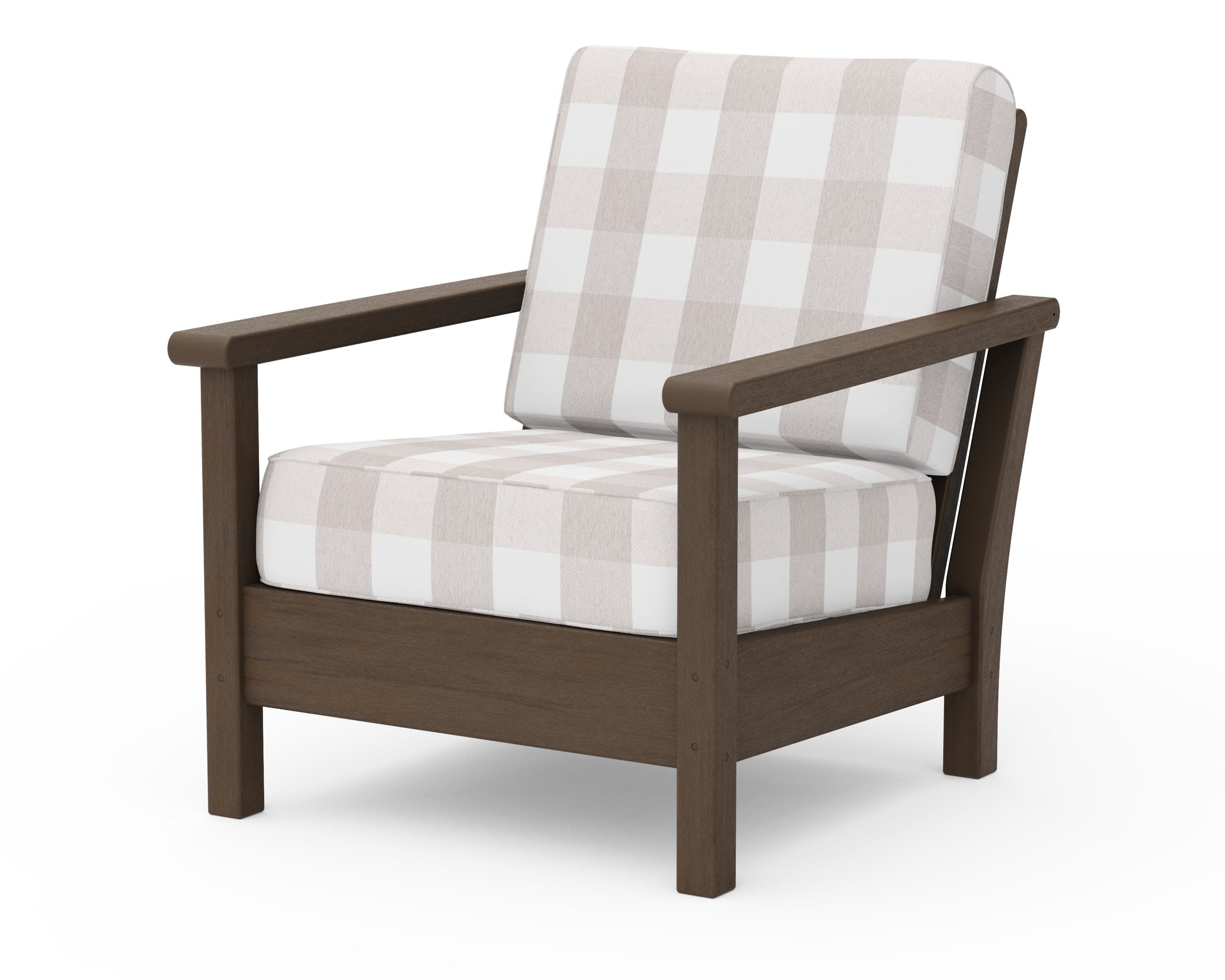 Harbour Deep Seating Chair in Kona / Buffalo Plaid Dune Burlap