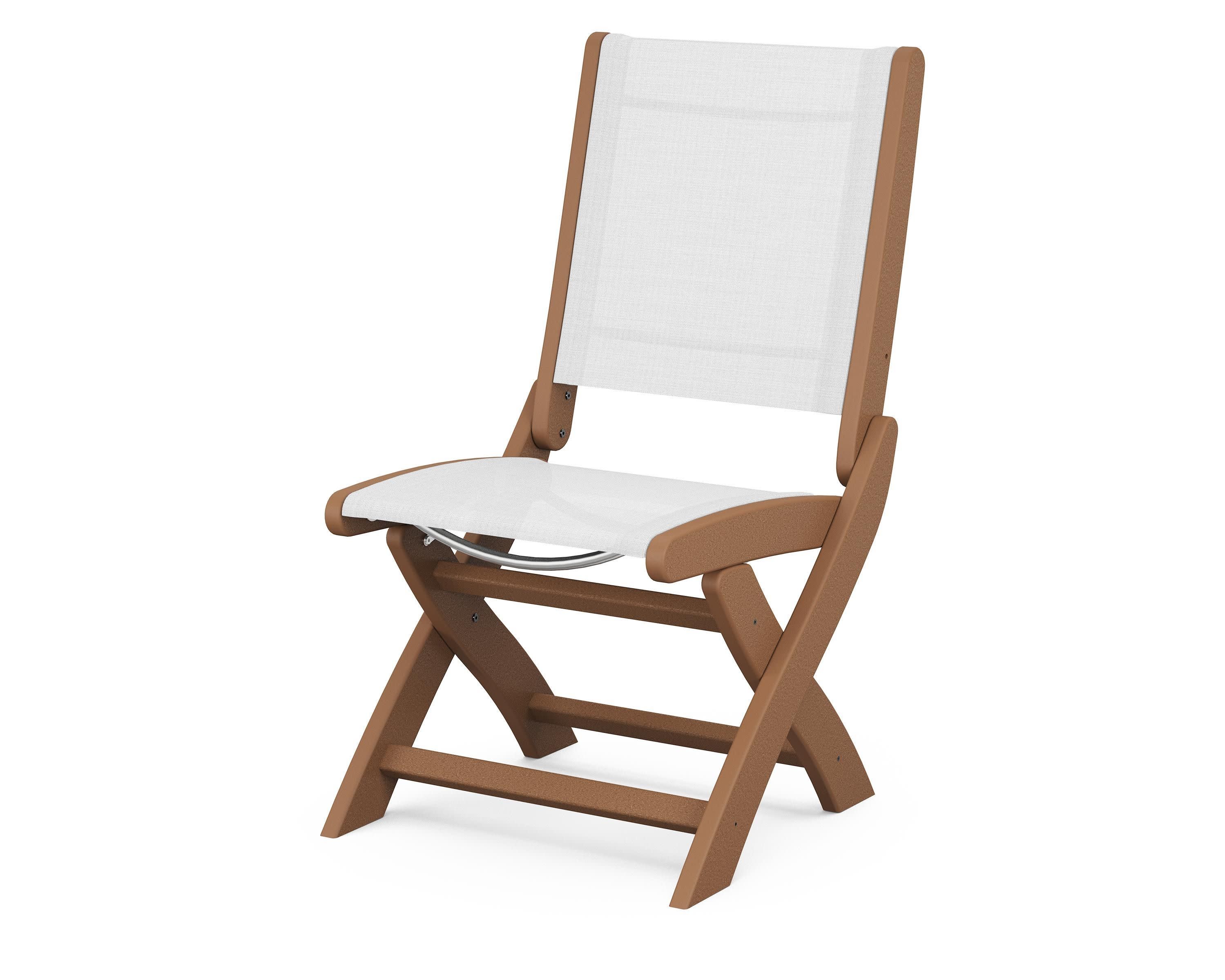 Coastal Folding Side Chair in Teak / White Sling