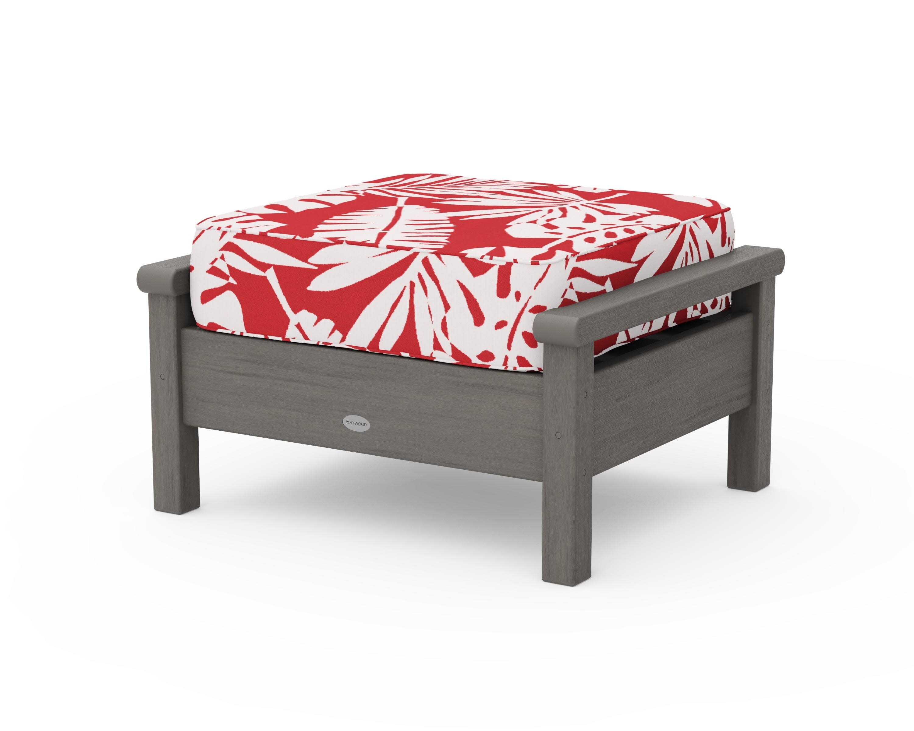 Harbour Deep Seating Ottoman in Driftwood / Leaf Crimson
