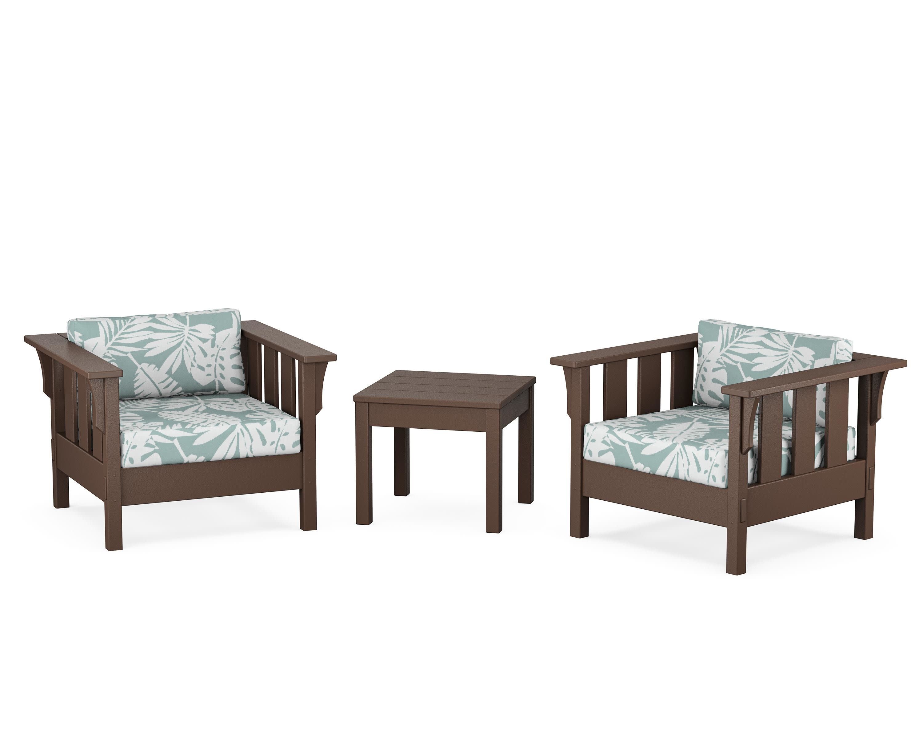 Acadia 3-Piece Deep Seating Set in Mahogany / Leaf Glacier Spa