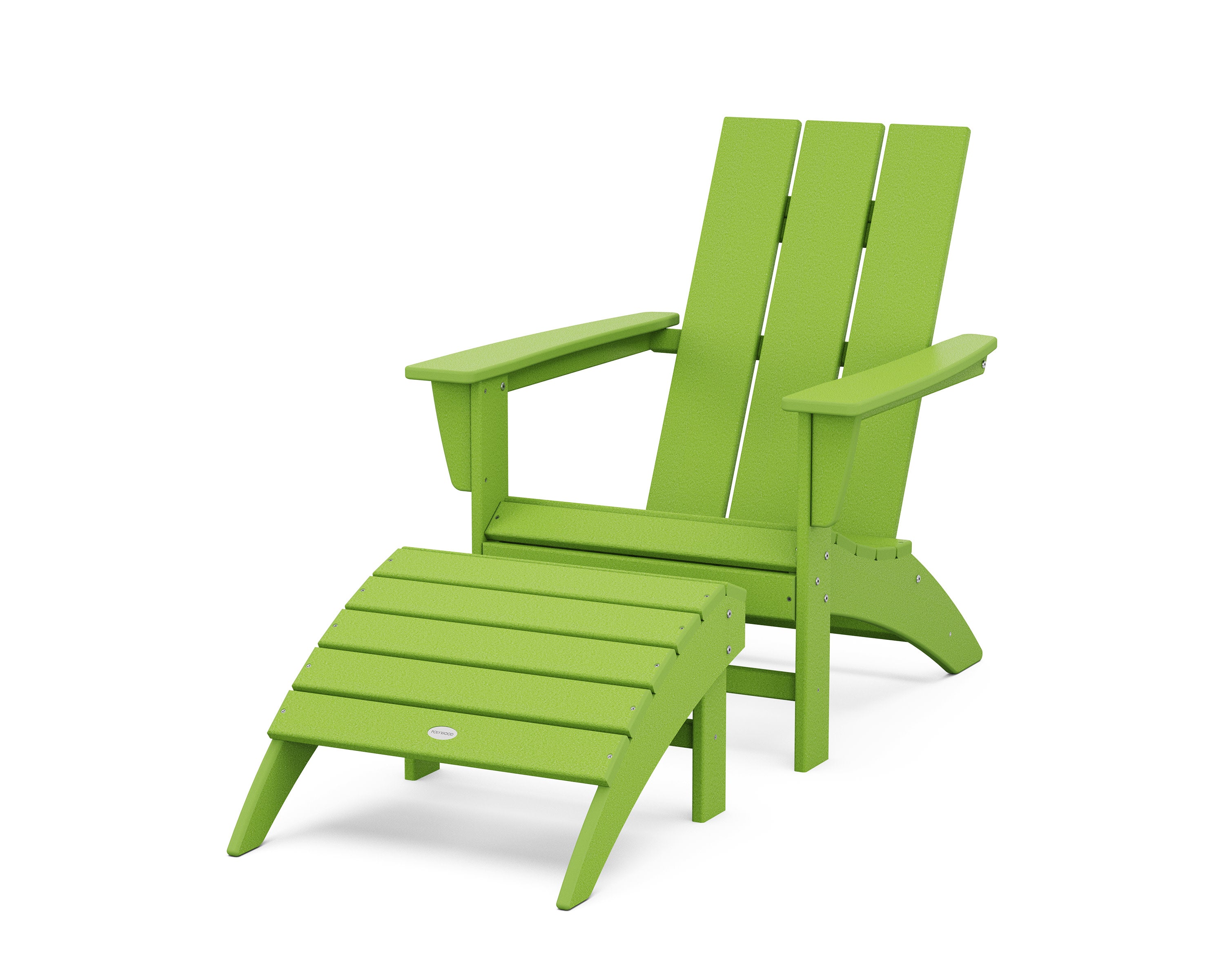 Modern Adirondack Chair 2-Piece Set with Ottoman in Lime