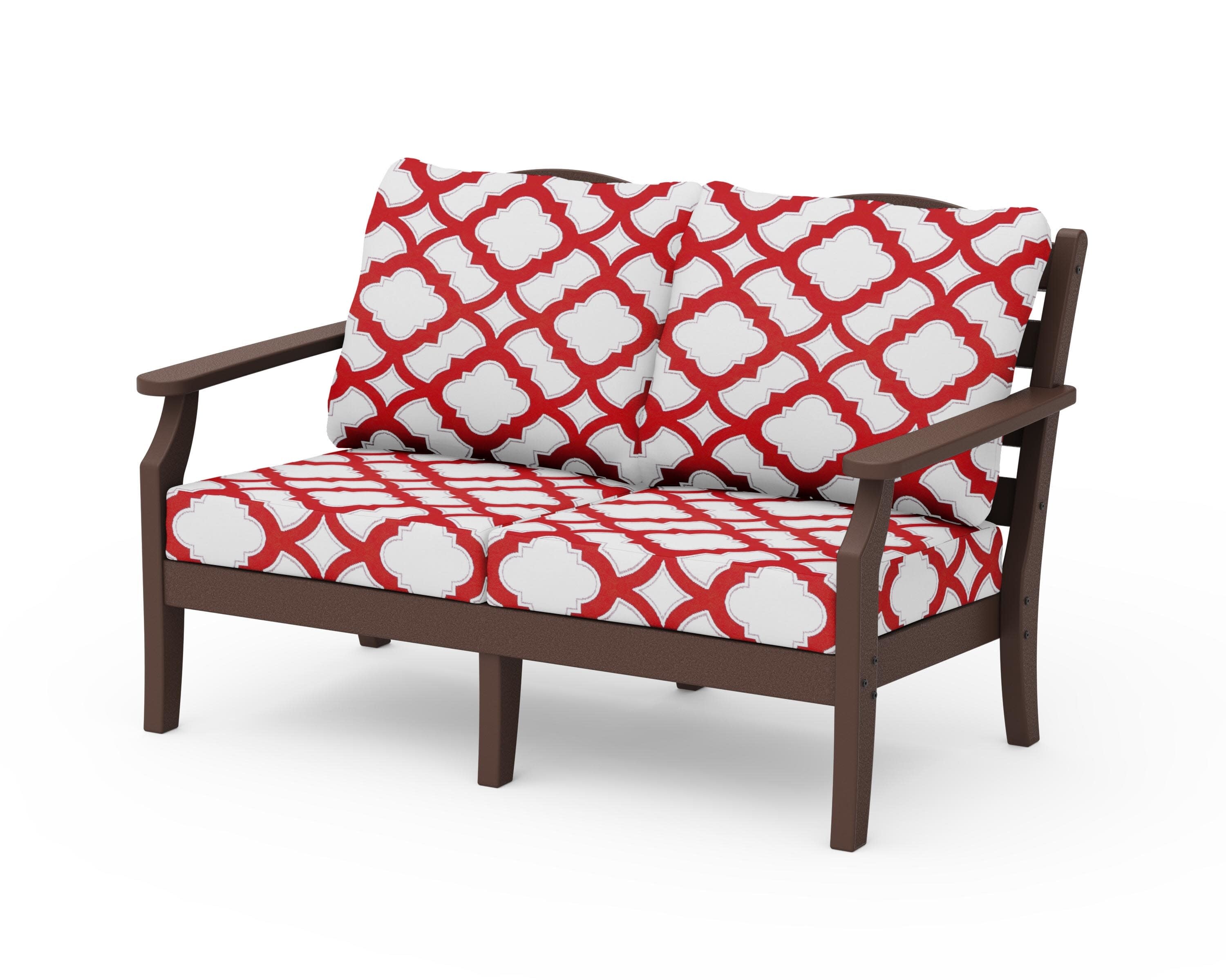 Savannah Deep Seating Loveseat in Mahogany / Trellis Crimson