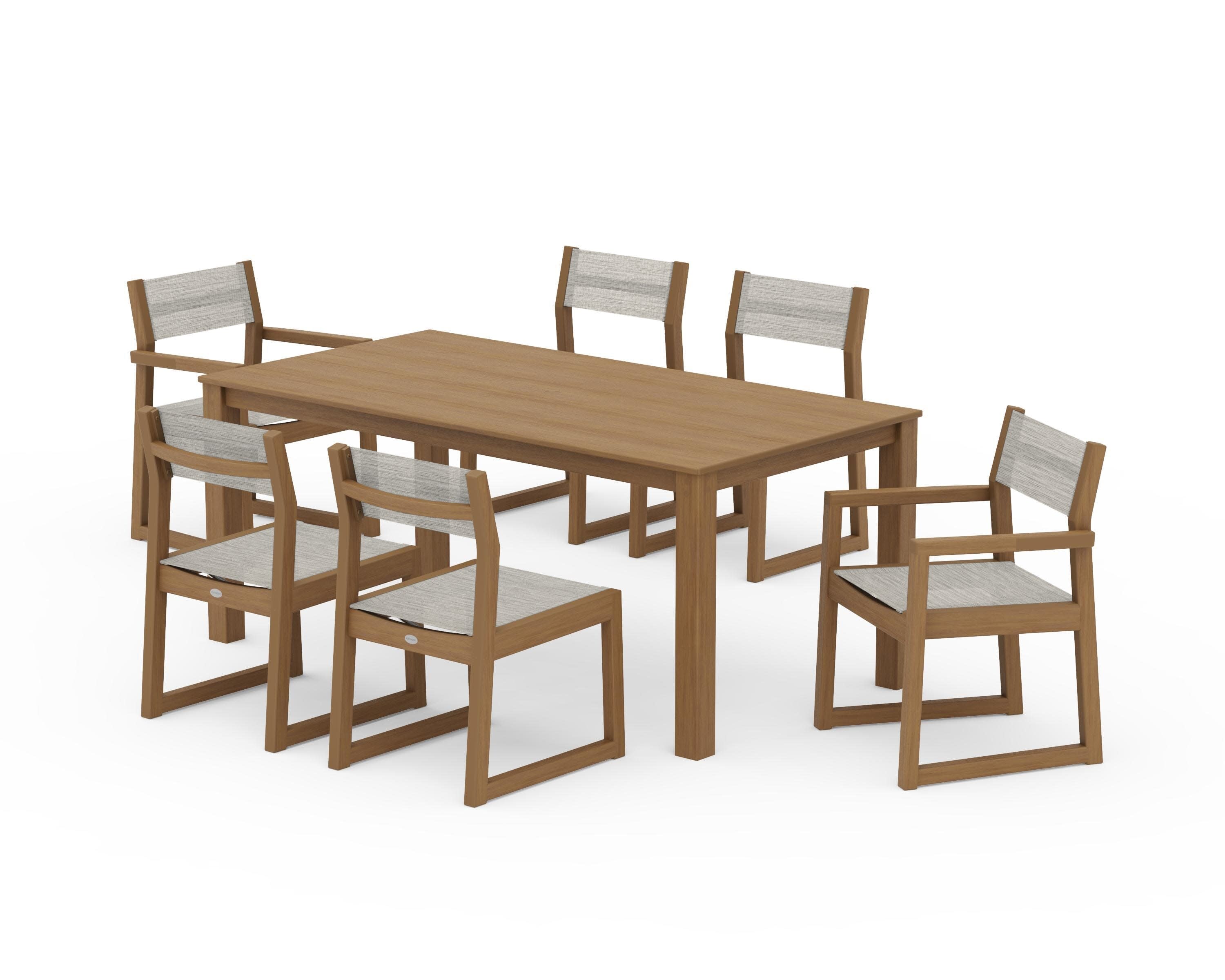 EDGE Sling 7-Piece Parsons Dining Set in Natural / Birch Sling
